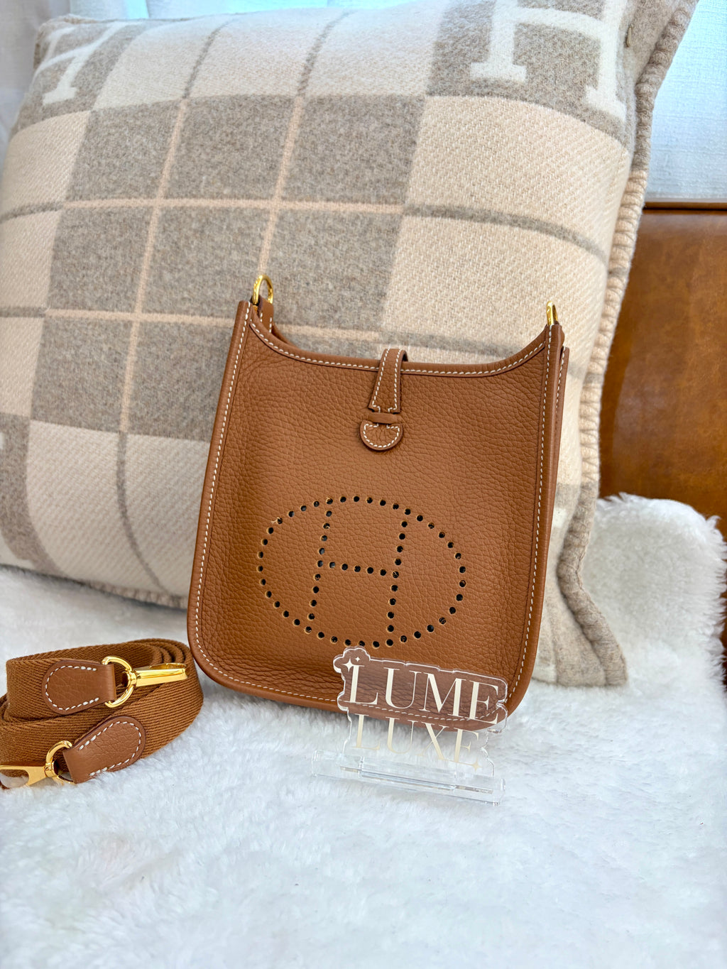 [Preloved] Hermès Mini Evelyne Gold TC CC
