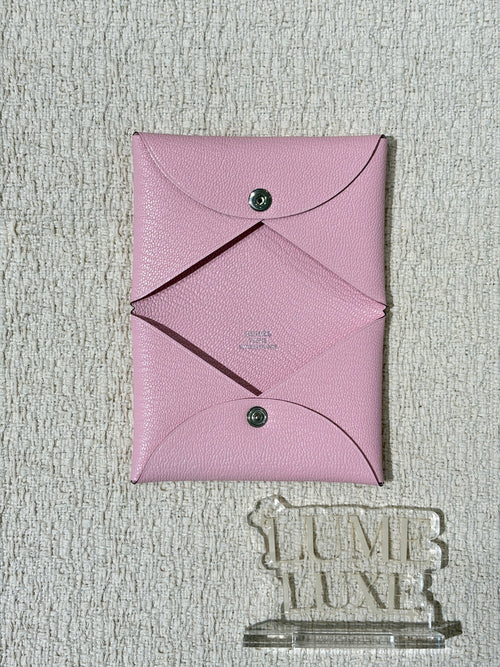 [New] Hermès Calvi card holder Rose Sakura Mysore