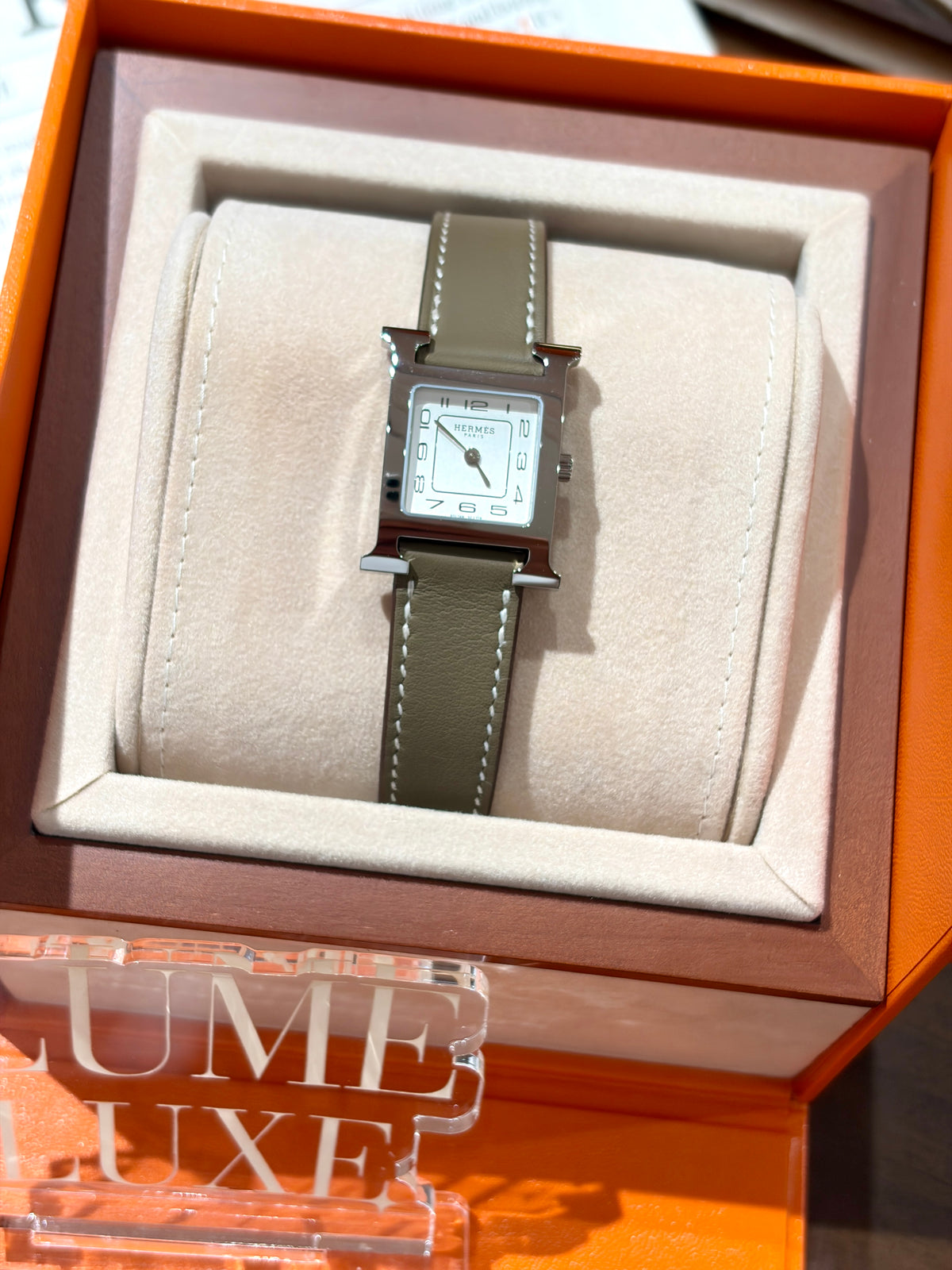 [New] Hermès Heure H watch Etoupe / Silver Small model, 25 mm