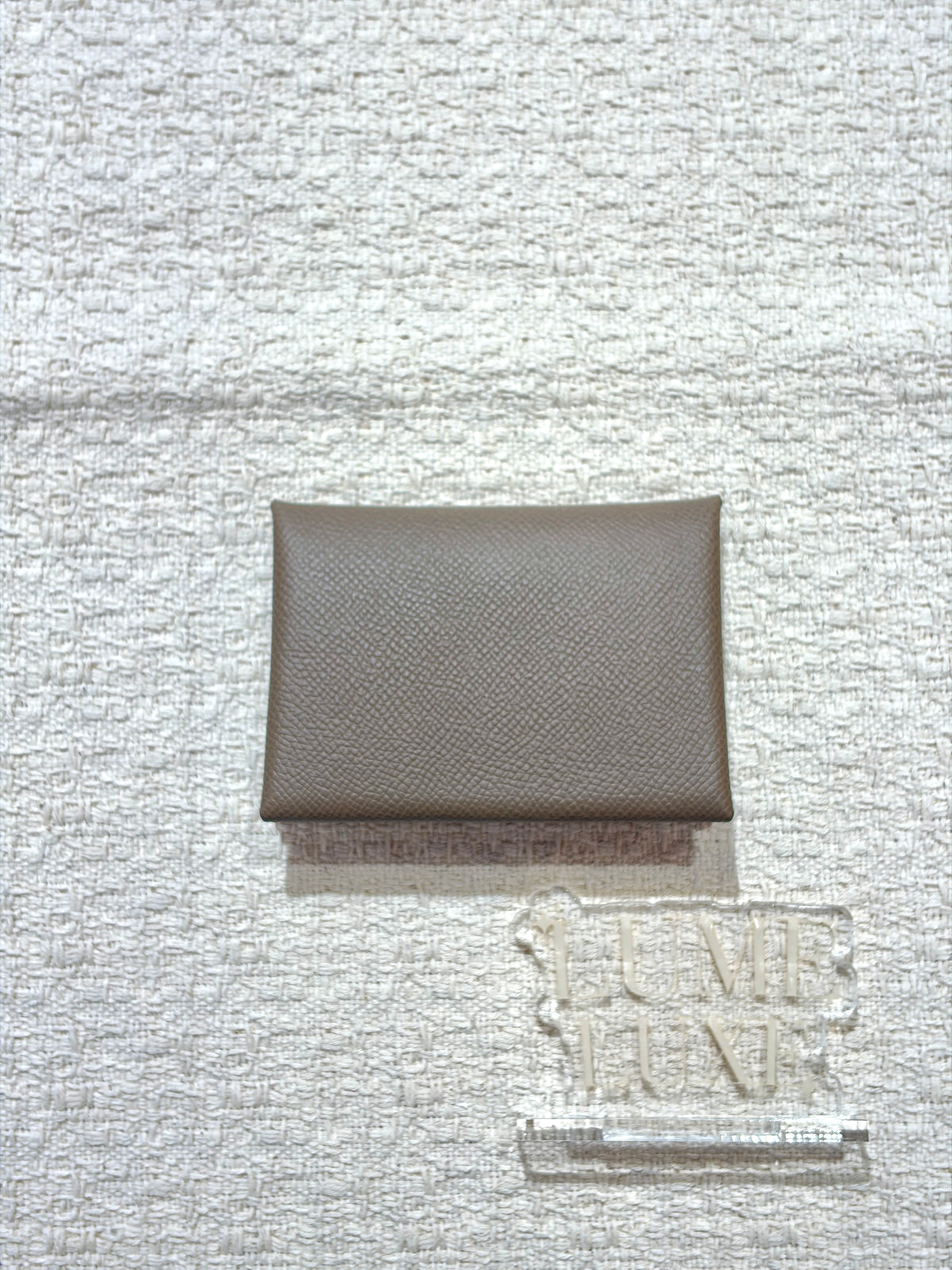 [New] Hermès Calvi Duo Compact card holder Etoupe Epsom
