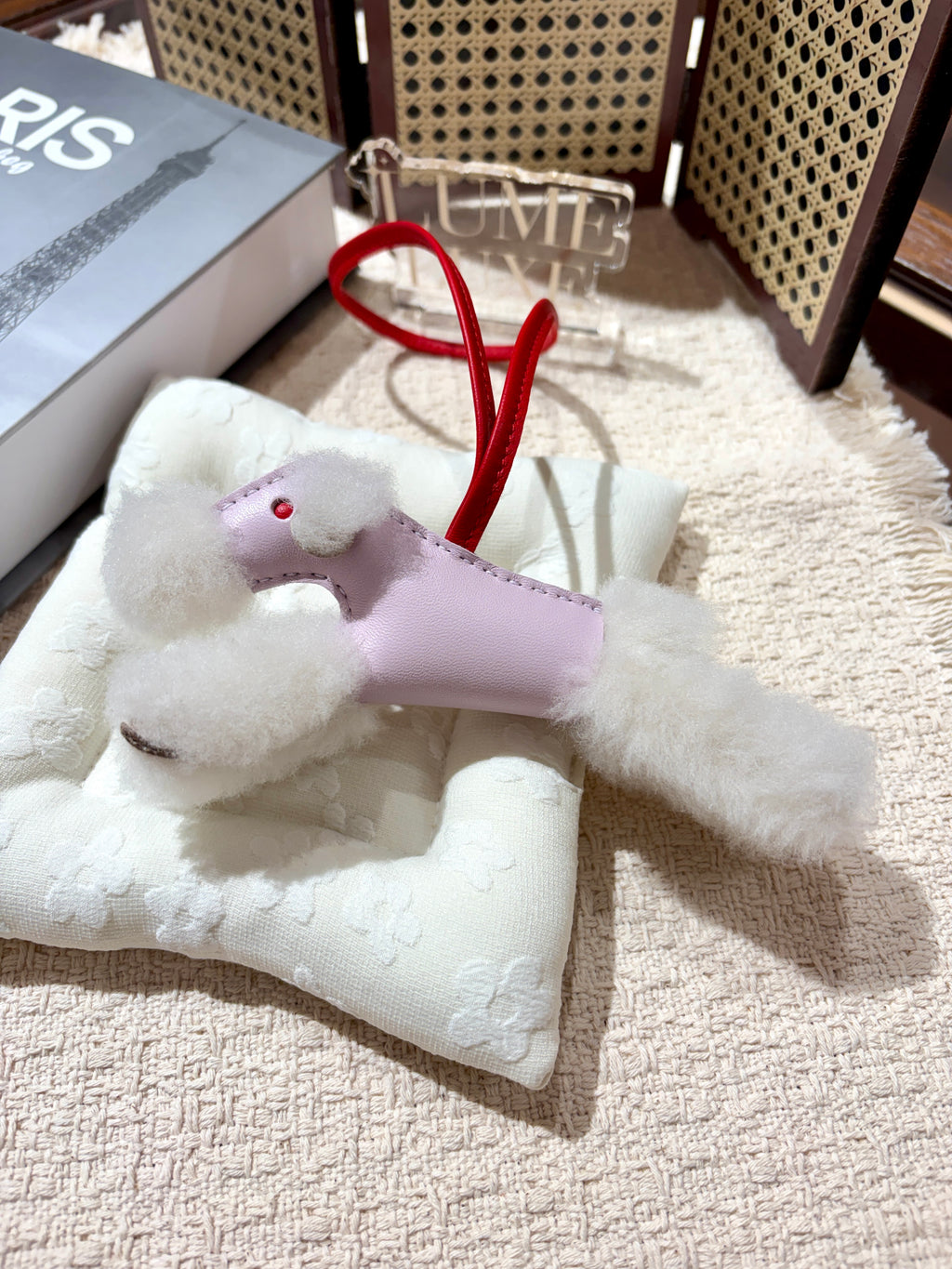 [New] Hermès Budy Charm Ecru Mauve Pale/Rouge Radieux