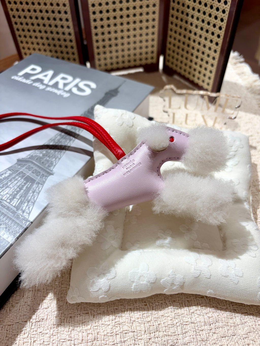 [New] Hermès Budy Charm Ecru Mauve Pale/Rouge Radieux