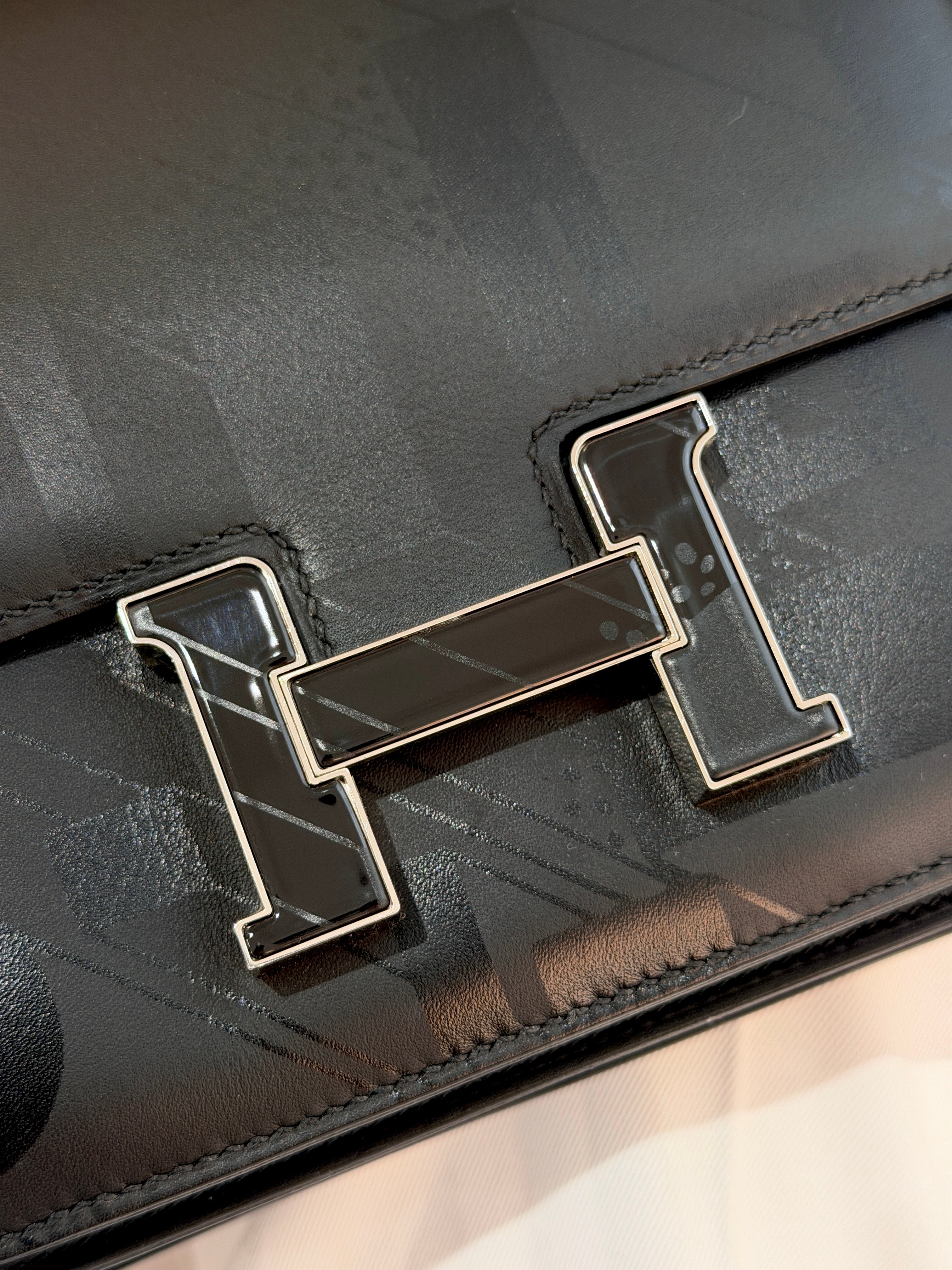 [Preloved] Hermès Mini Constance On A Summer Night Noir Sombrero Black enamel buckle