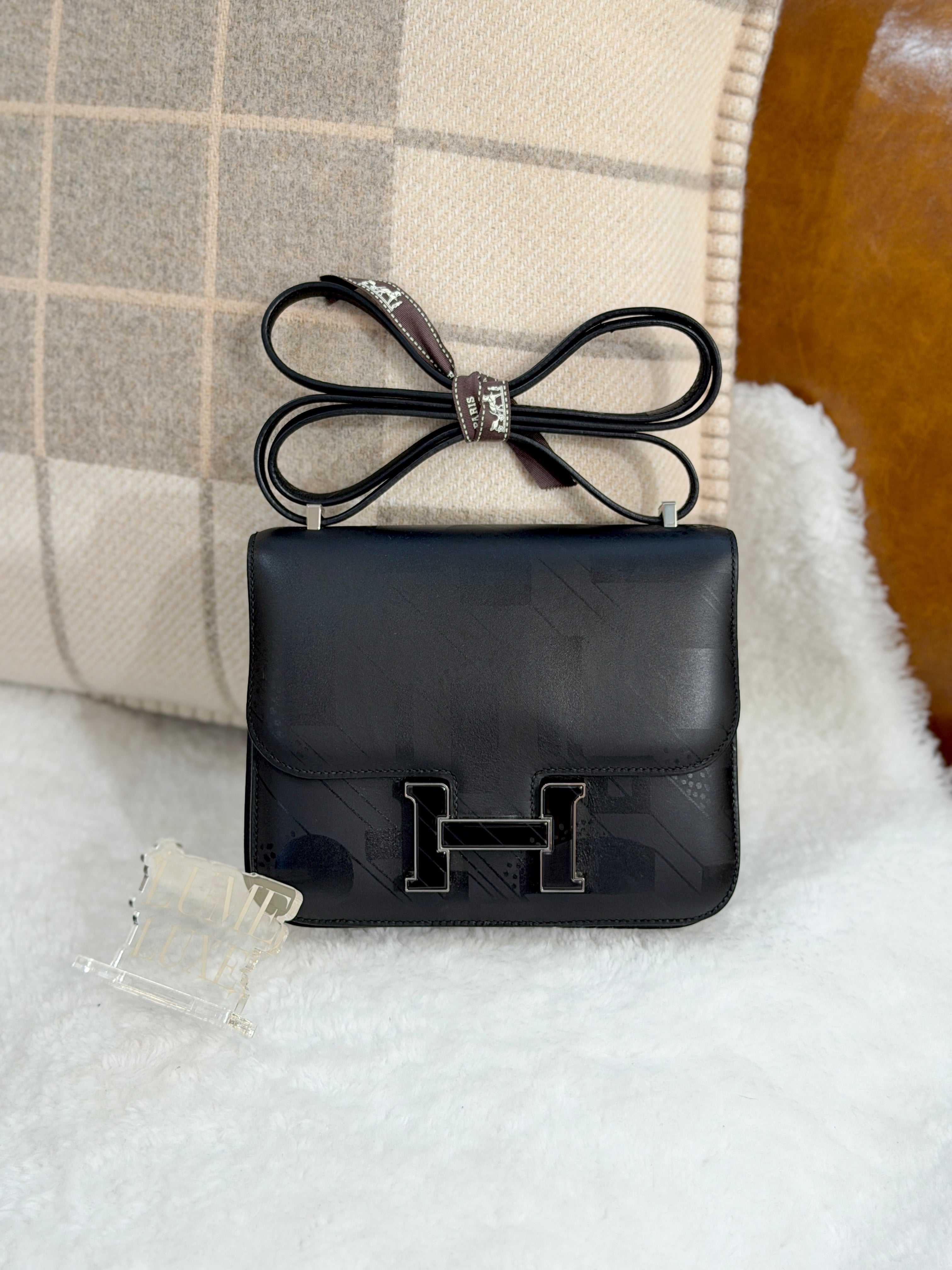 [Preloved] Hermès Mini Constance On A Summer Night Noir Sombrero Black enamel buckle