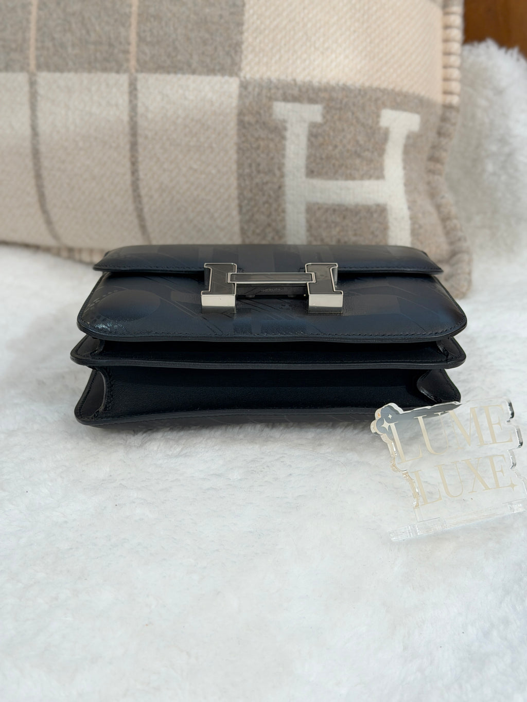 [Preloved] Hermès Mini Constance On A Summer Night Noir Sombrero Black enamel buckle
