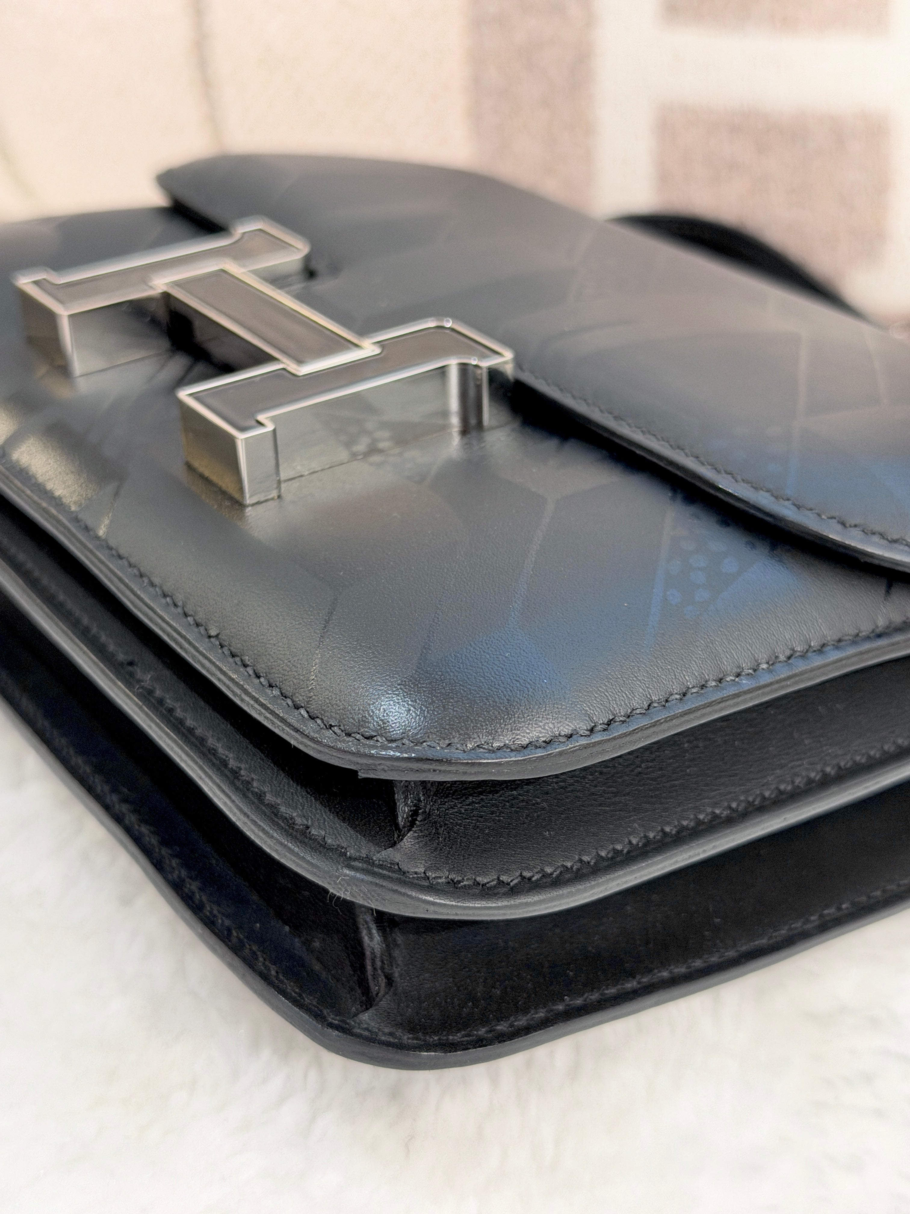 [Preloved] Hermès Mini Constance On A Summer Night Noir Sombrero Black enamel buckle