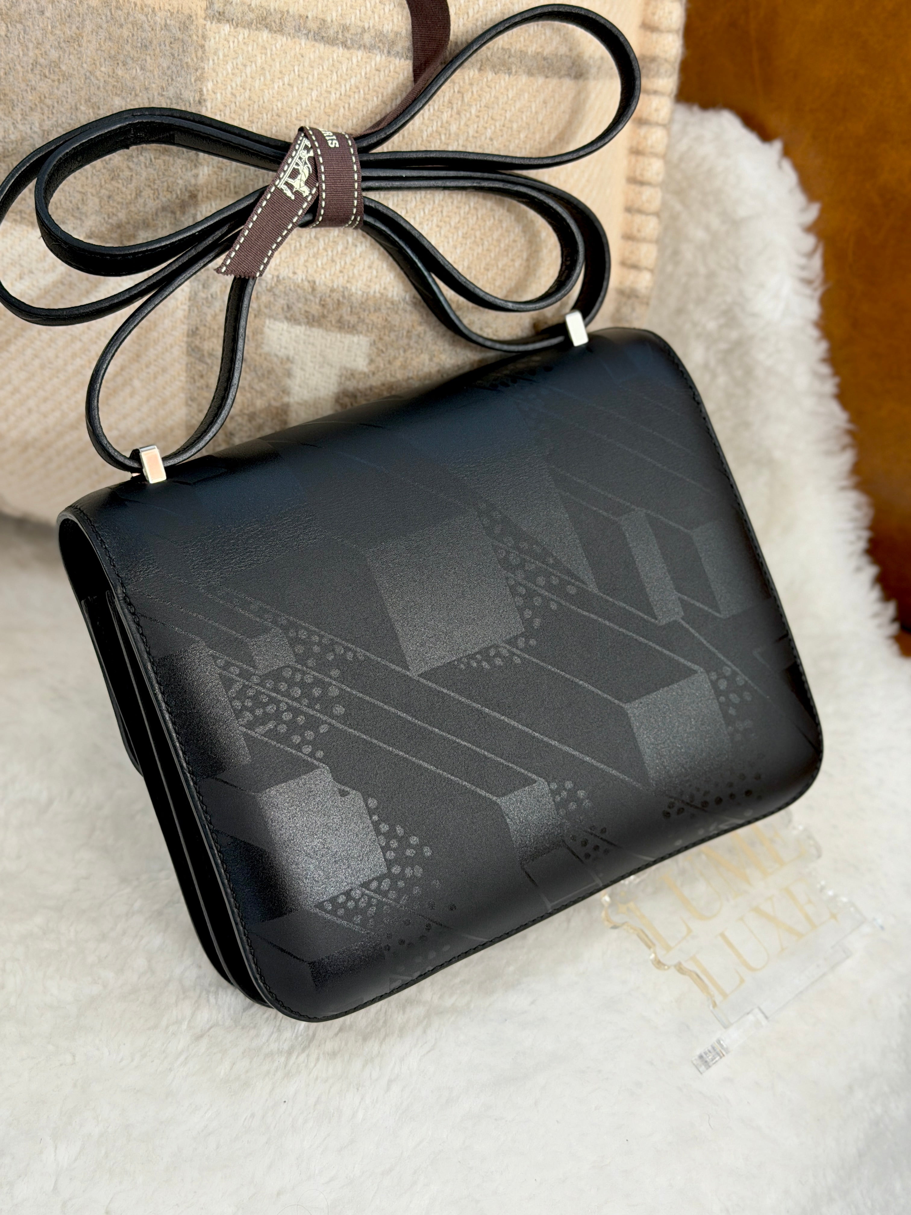 [Preloved] Hermès Mini Constance On A Summer Night Noir Sombrero Black enamel buckle