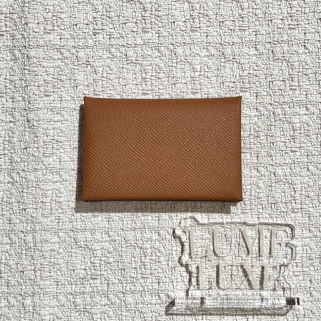 [New] Hermès Calvi card holder Gold Epsom