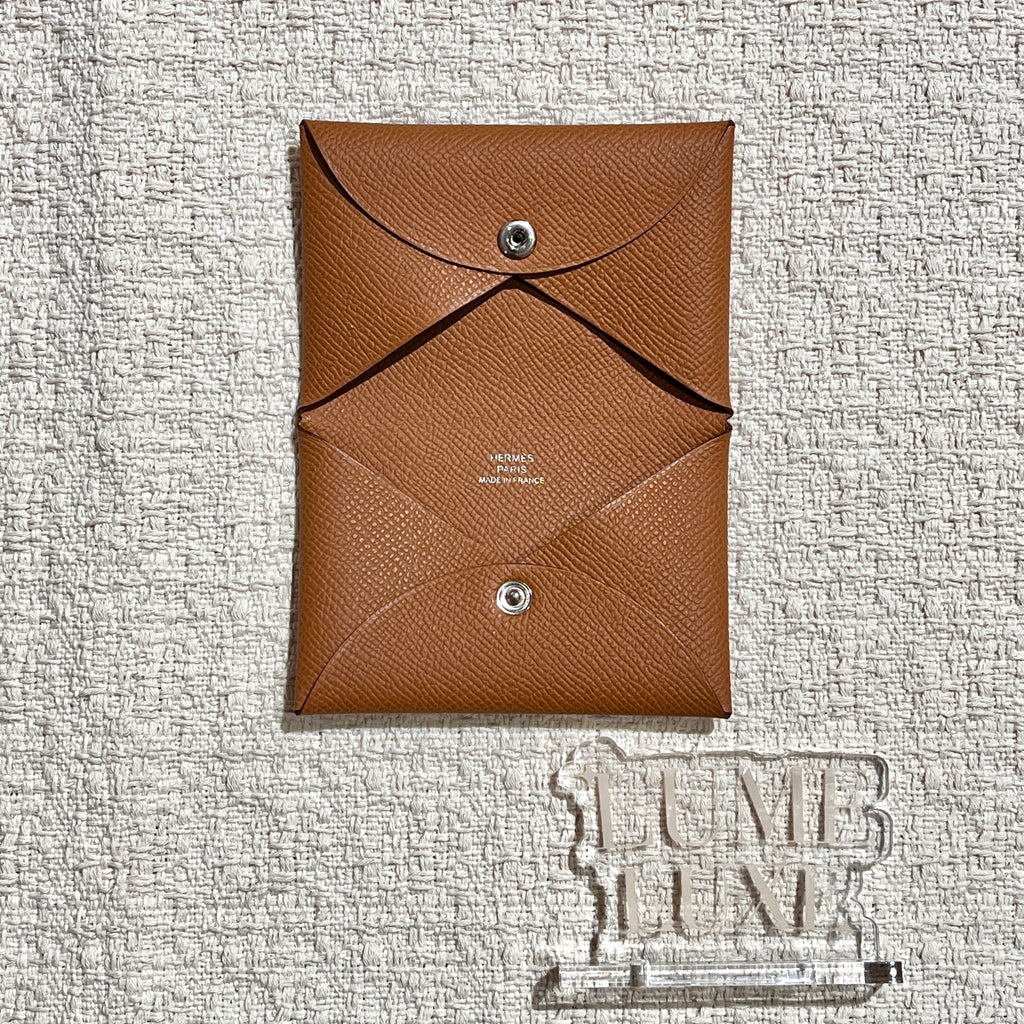 [New] Hermès Calvi card holder Gold Epsom
