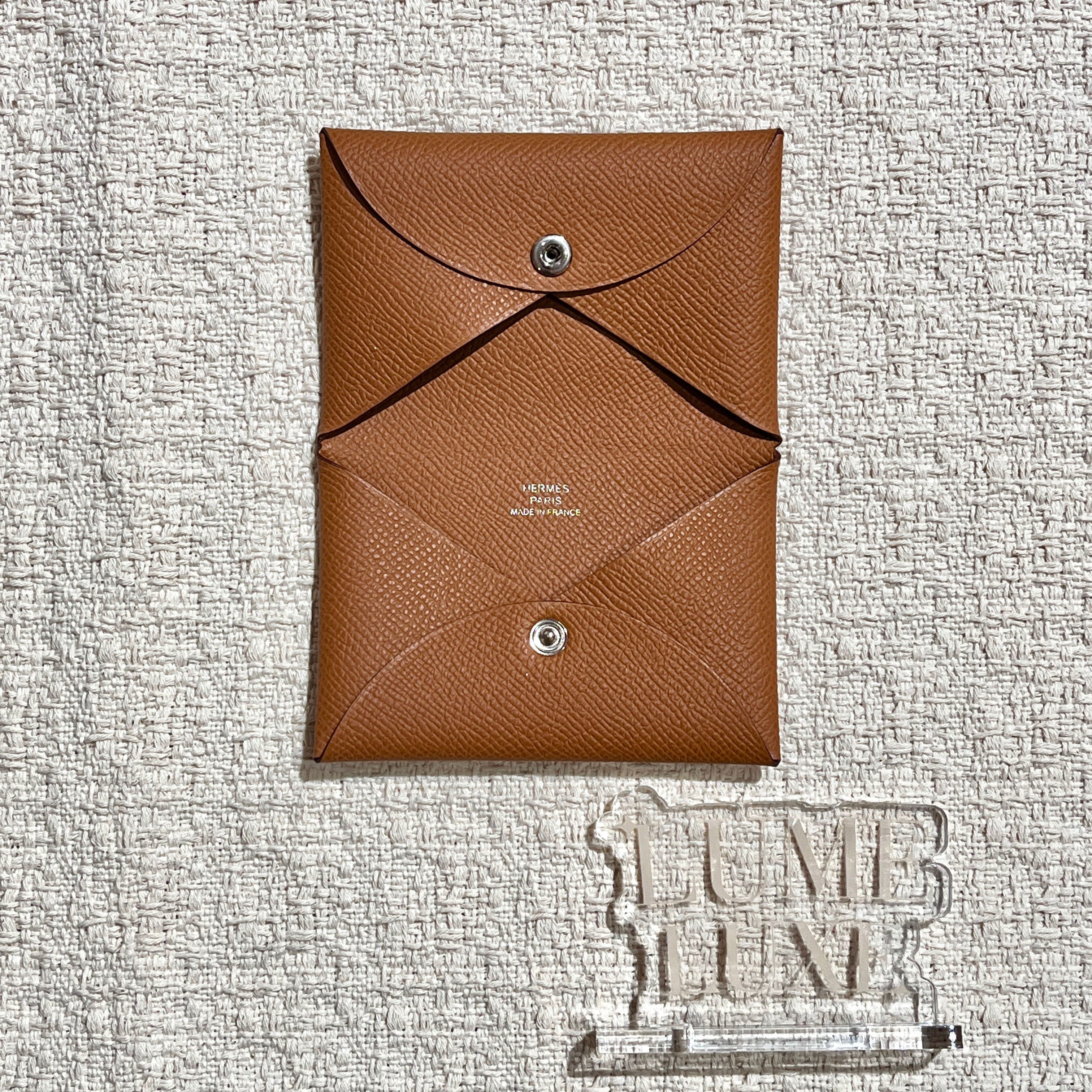 [New] Hermès Calvi card holder Gold Epsom