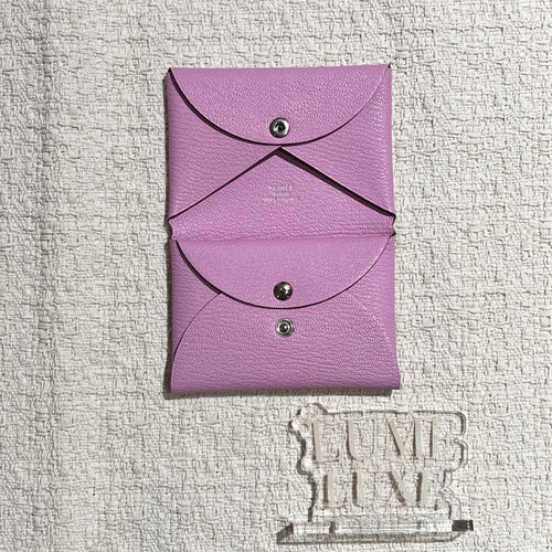 [New] Hermès Calvi Duo Compact card holder Mauve Sylvestre Mysore