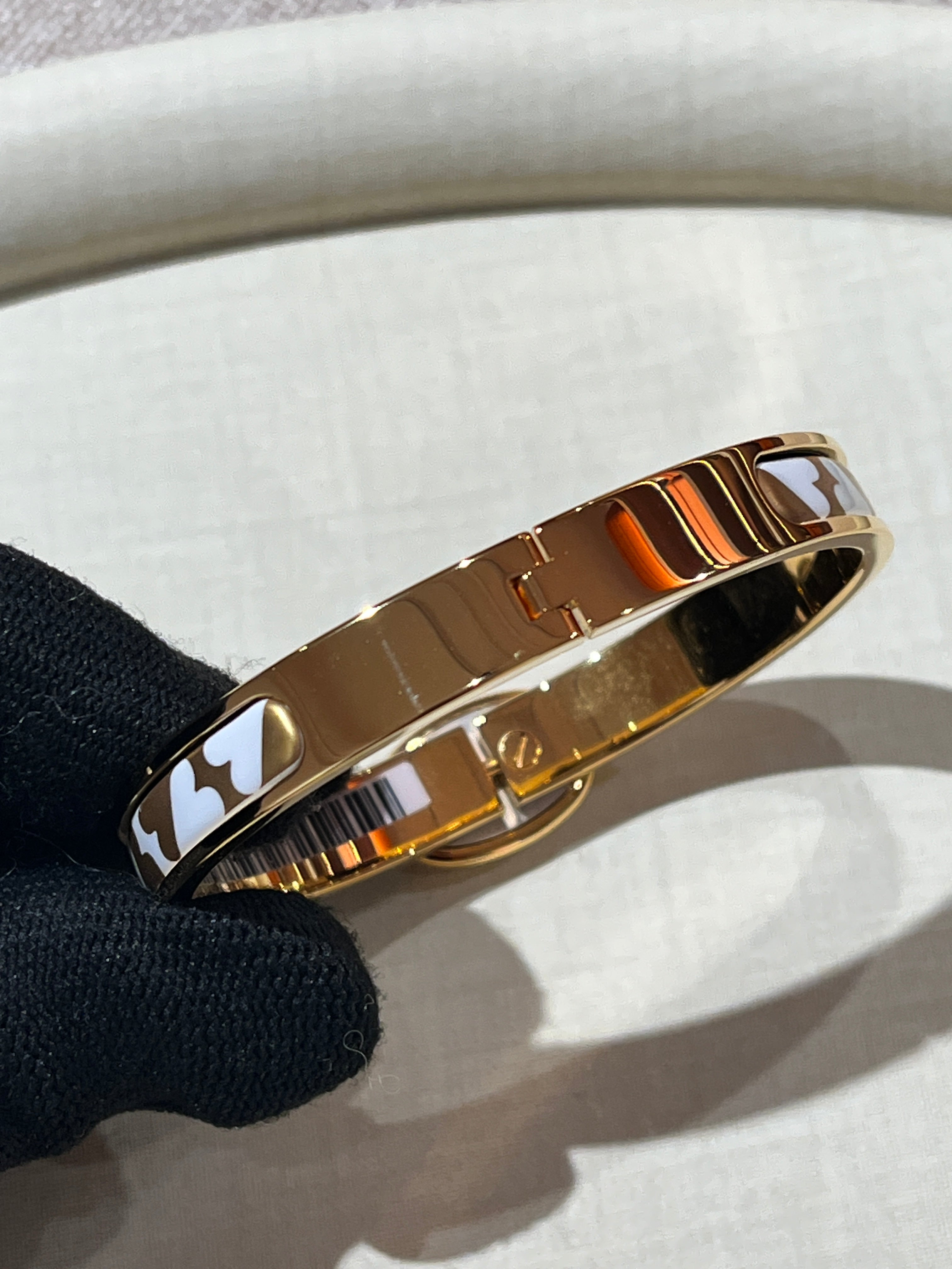 [Unused] Hermès Mini Clic Chaine d'Ancre Cartes a Jouer Bracelet Orfevre Jaune Or/Blanc  PM (Copy)