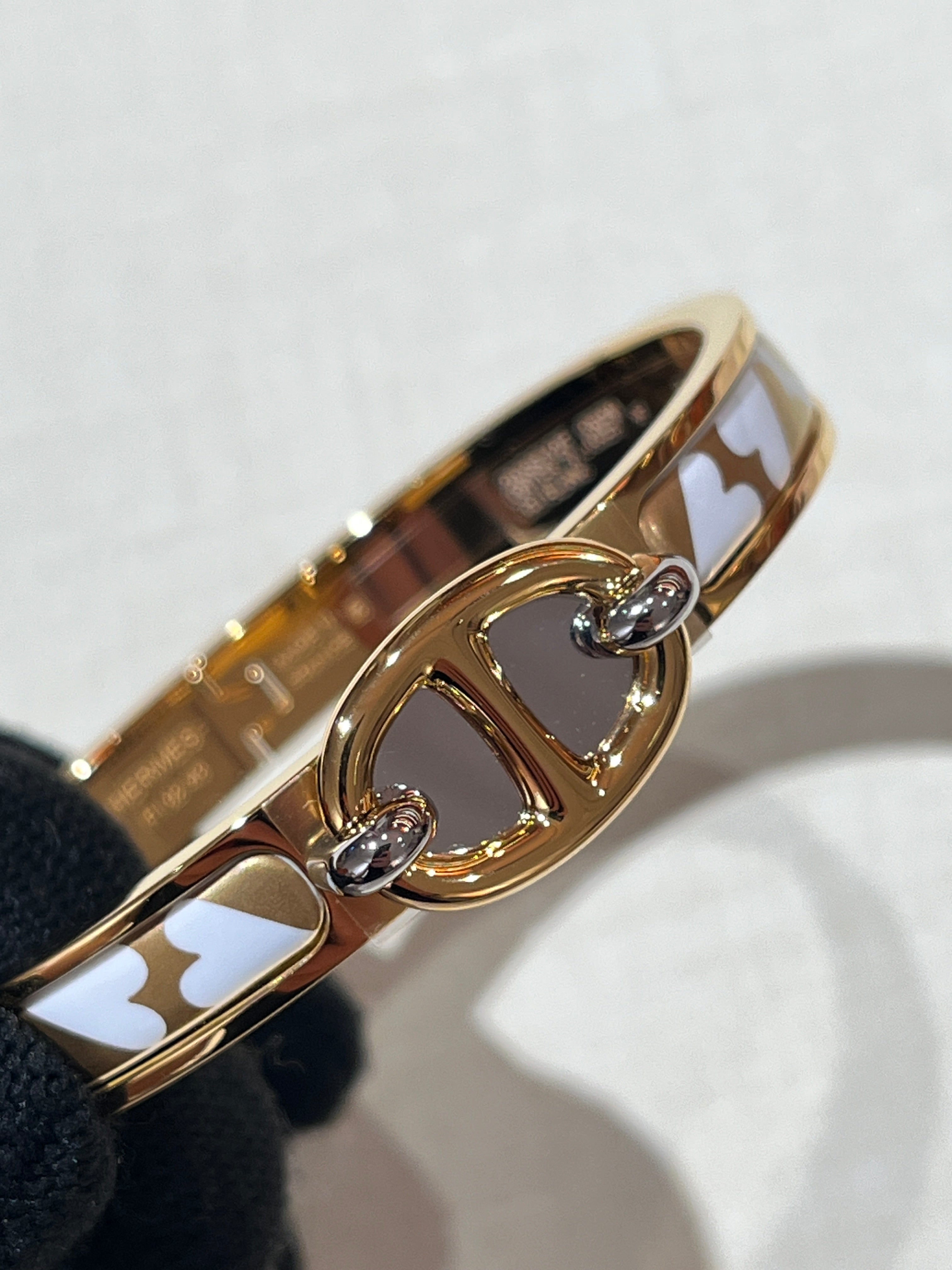 [Unused] Hermès Mini Clic Chaine d'Ancre Cartes a Jouer Bracelet Orfevre Jaune Or/Blanc  PM (Copy)