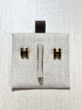 [New] Hermès Mini Pop H Earrings Black Gold
