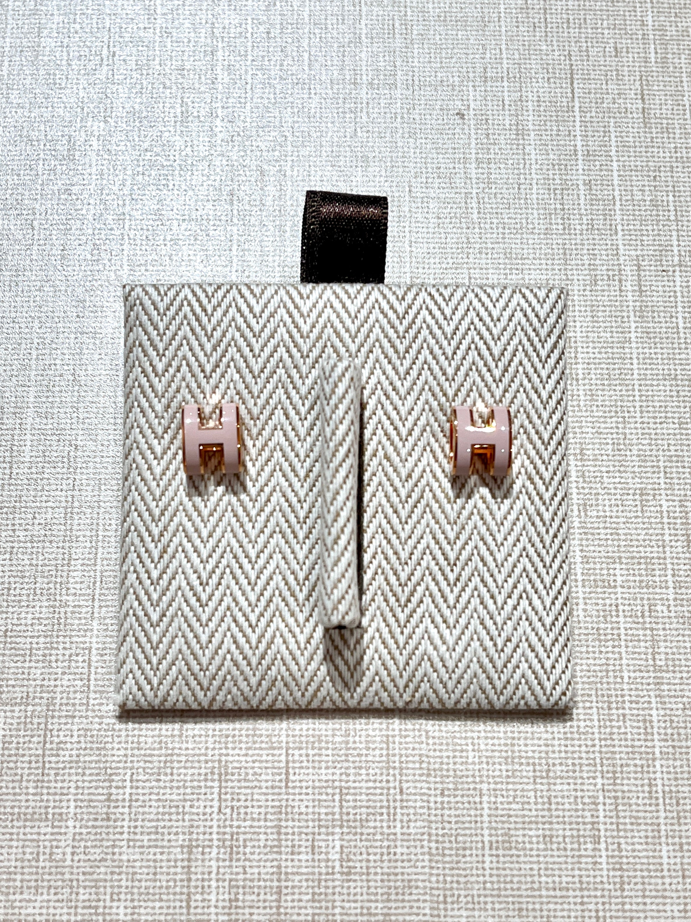 [New] Hermès Mini Pop H Earrings Poudre Rosegold