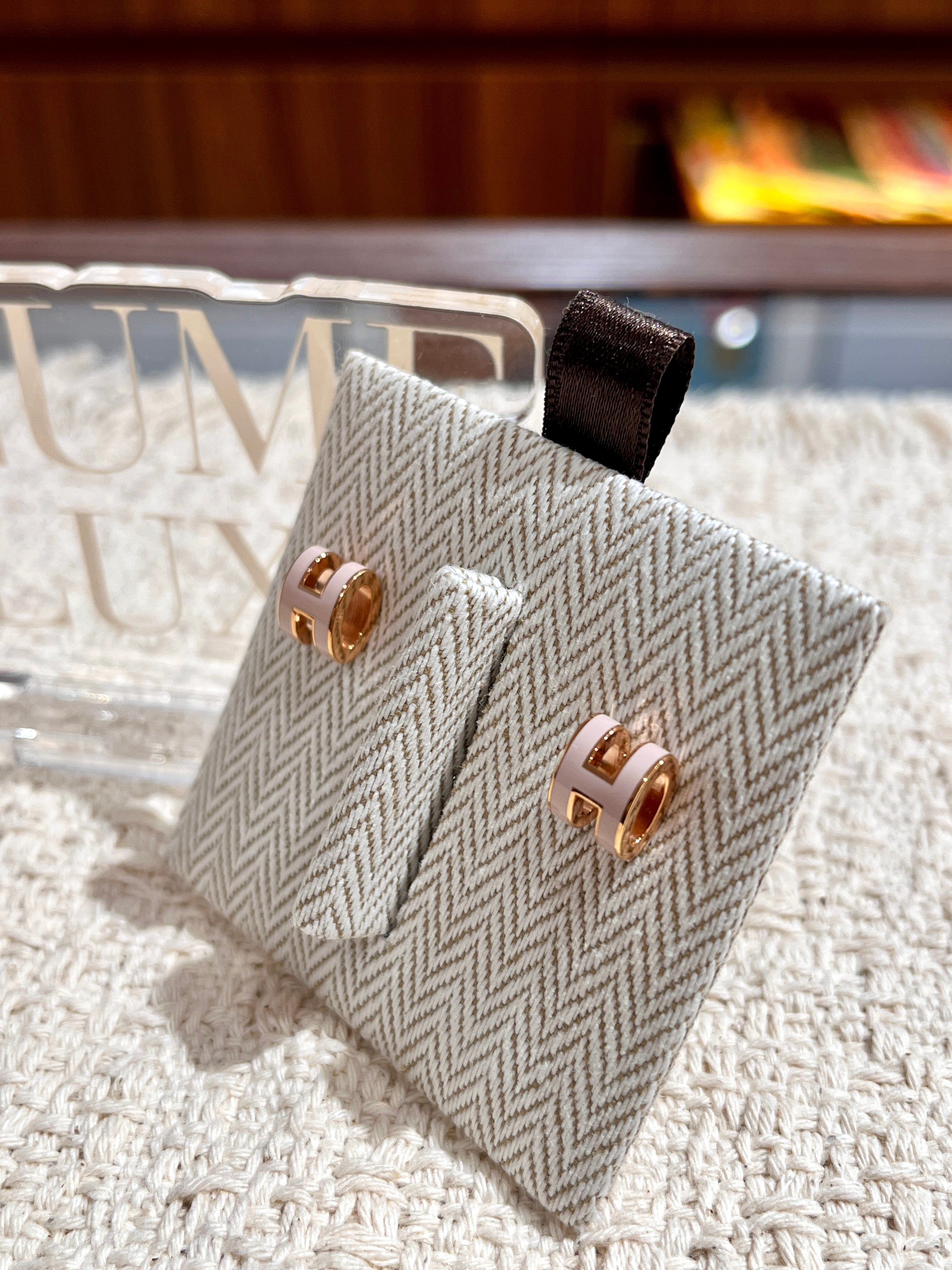 [New] Hermès Mini Pop H Earrings Poudre Rosegold