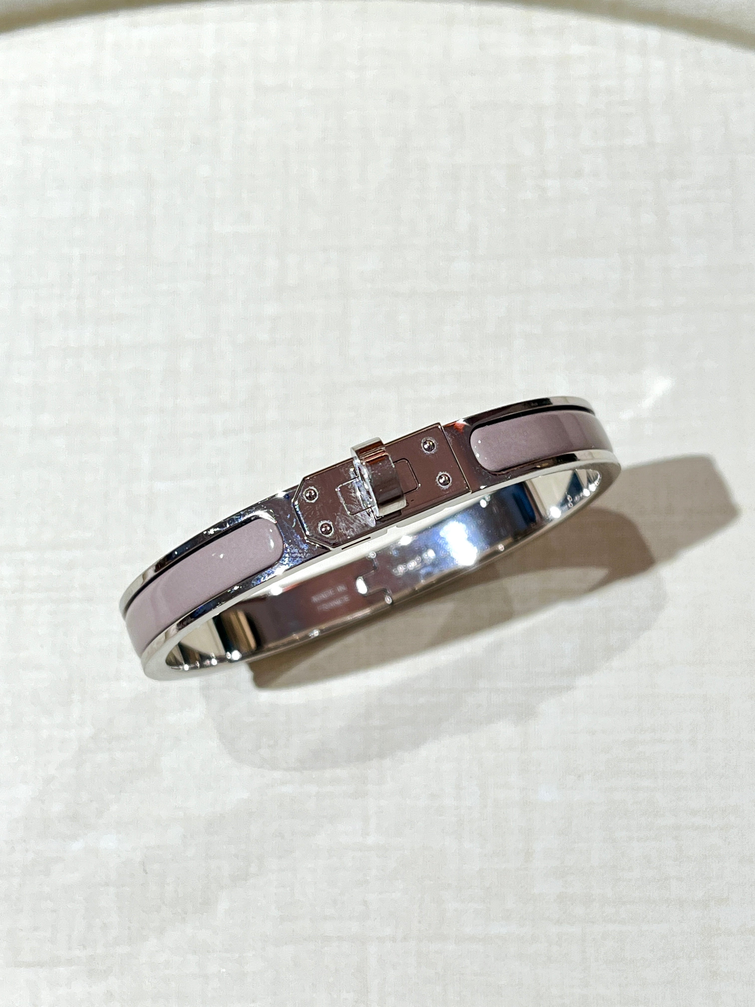 [Preloved] Hermès Mini Clic Kelly Bracelet Marron Glace Silver PM