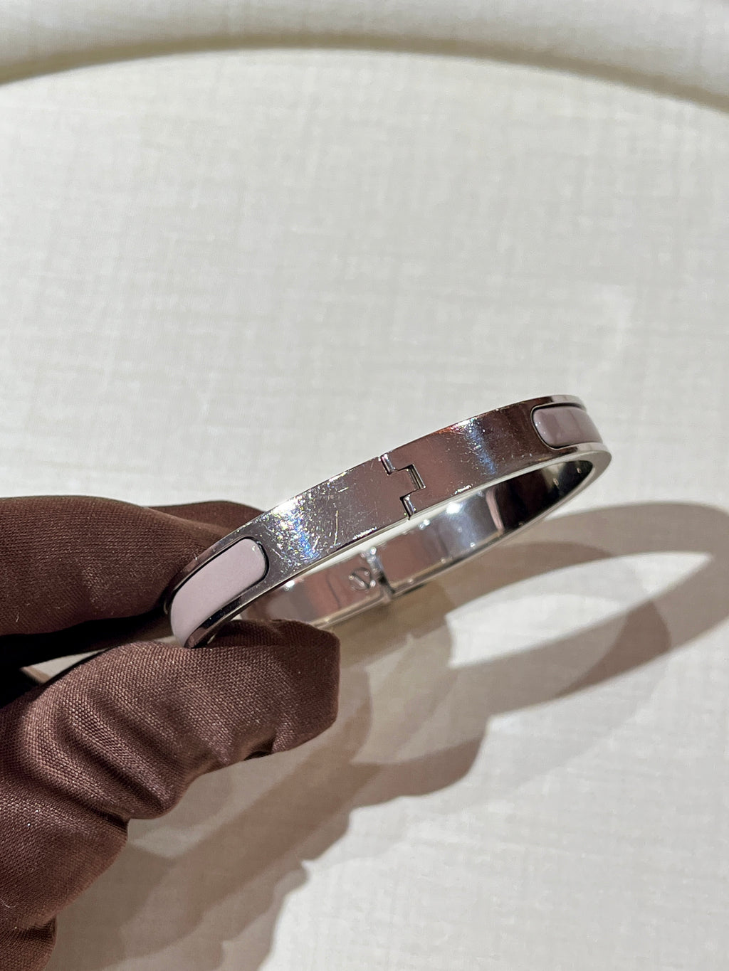 [Preloved] Hermès Mini Clic Kelly Bracelet Marron Glace Silver PM