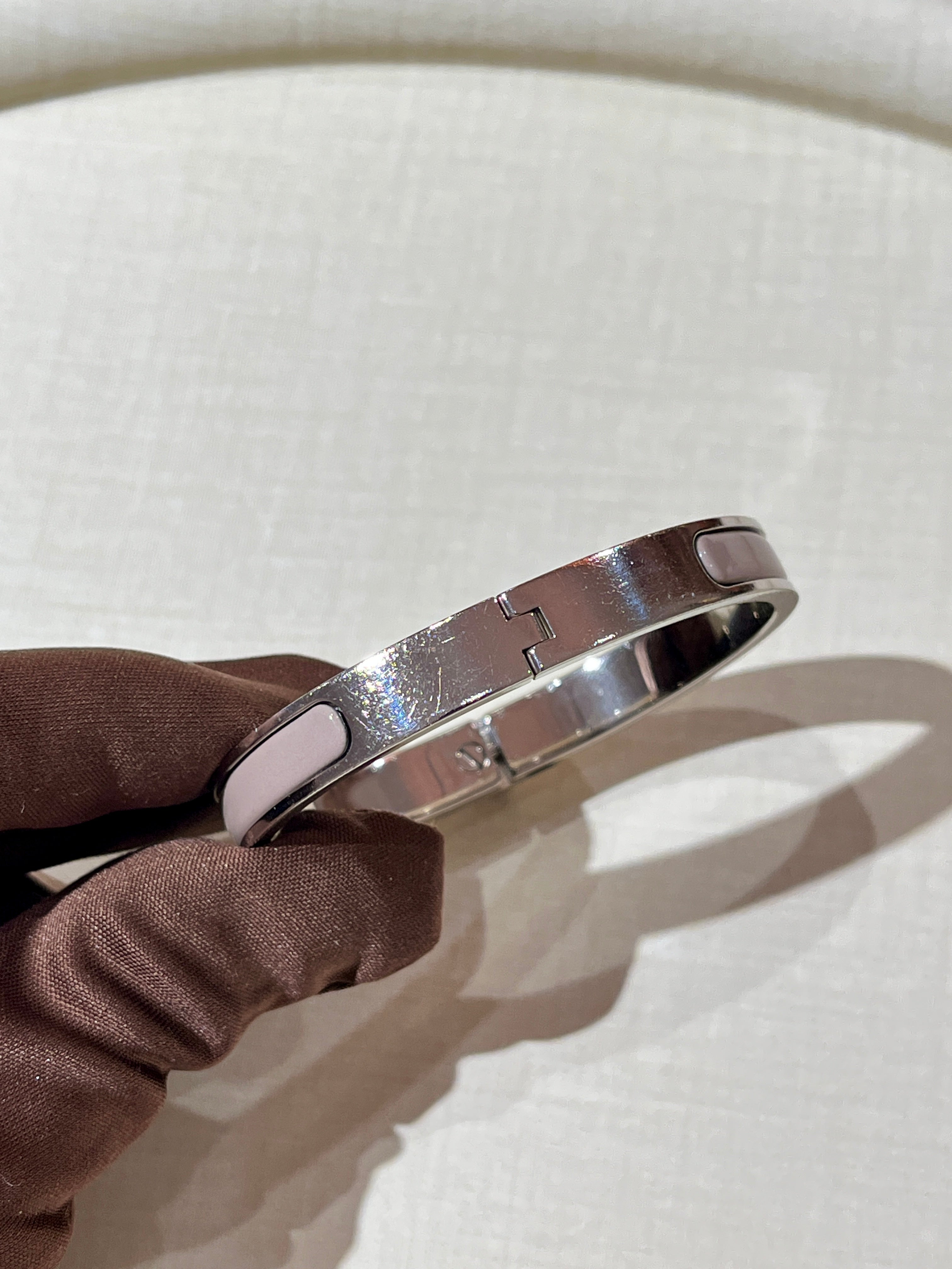 [Preloved] Hermès Mini Clic Kelly Bracelet Marron Glace Silver PM