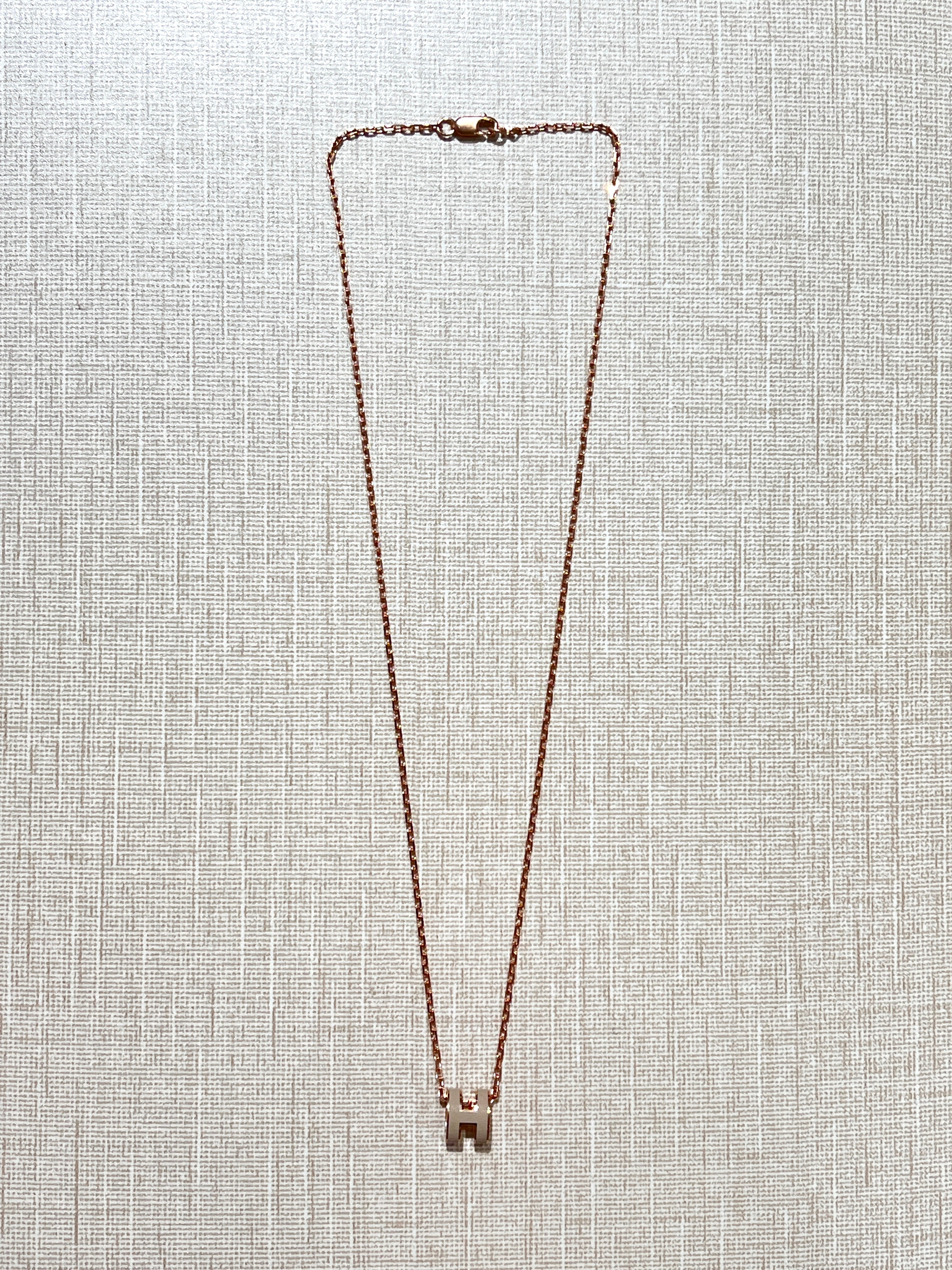 [New] Hermès Mini Pop H Pendant Marron Glace Rosegold