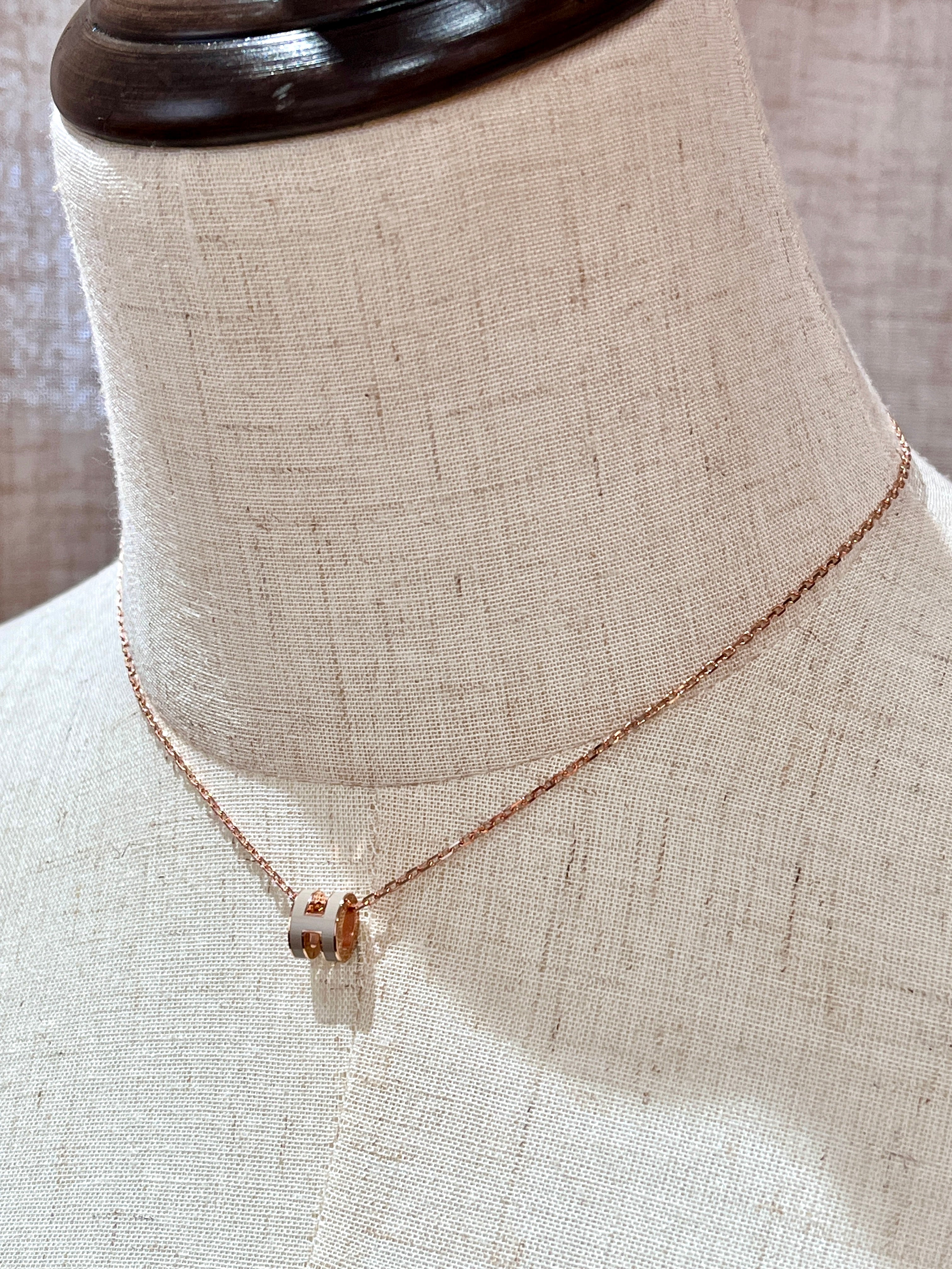 [New] Hermès Mini Pop H Pendant Marron Glace Rosegold