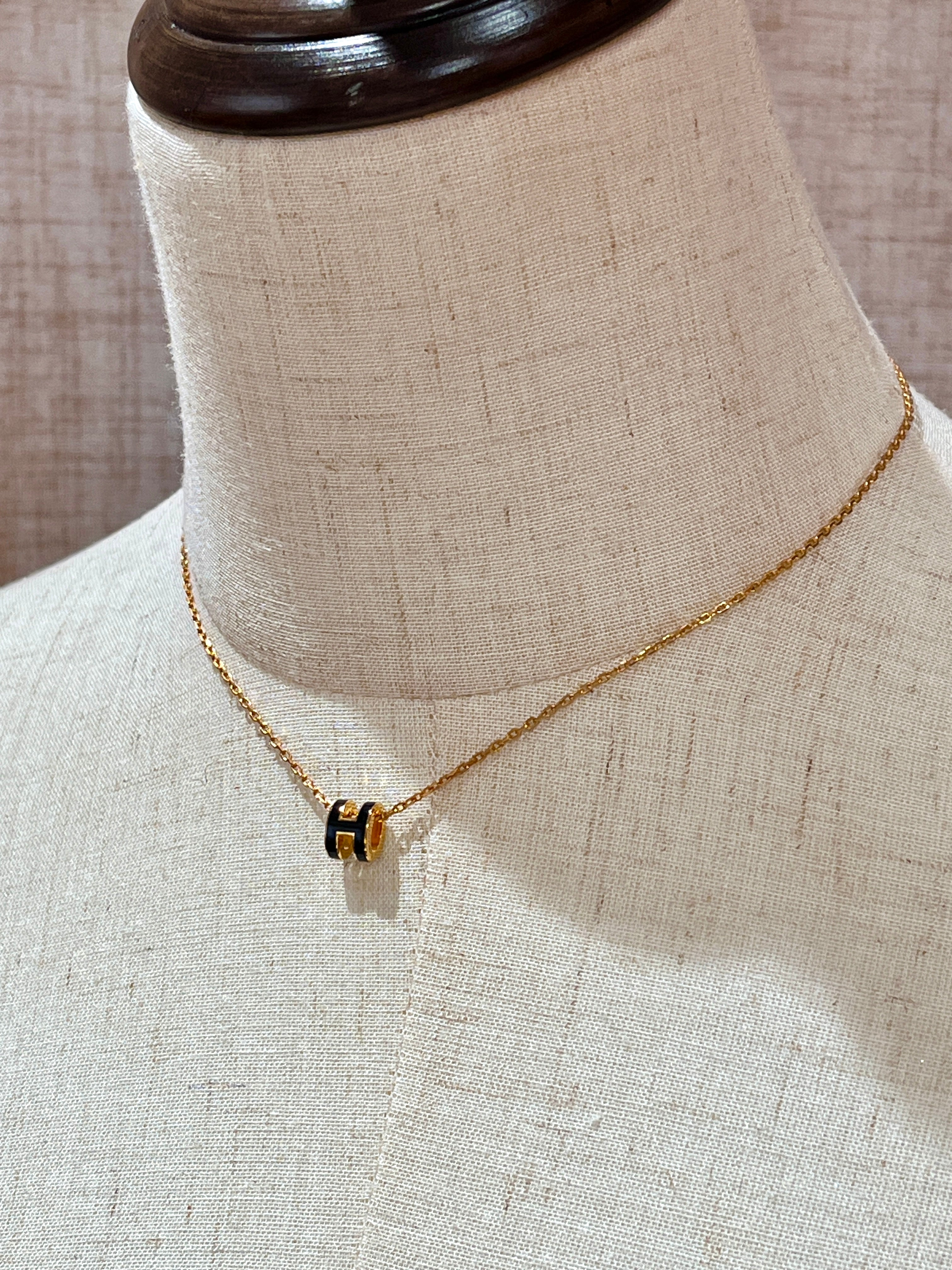 [New] Hermès Mini Pop H Pendant Black Gold