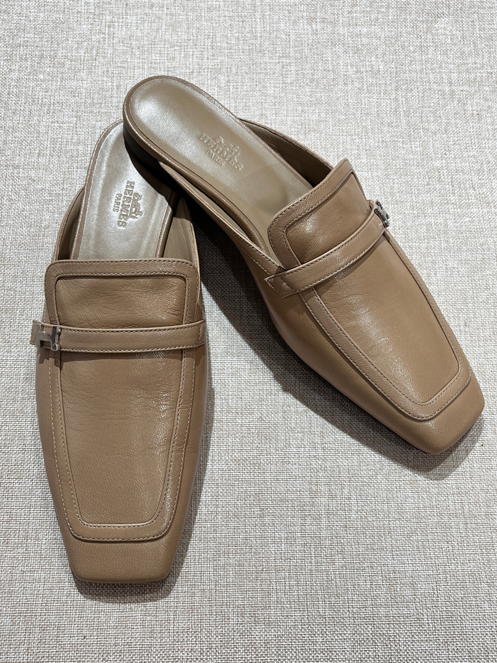 [New] Hermès Groupie Mule Beige Argile Silver 38.5