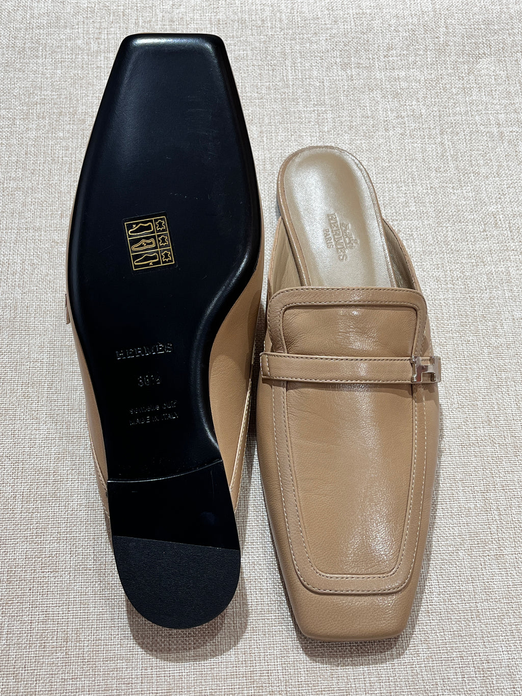 [New] Hermès Groupie Mule Beige Argile Silver 38.5