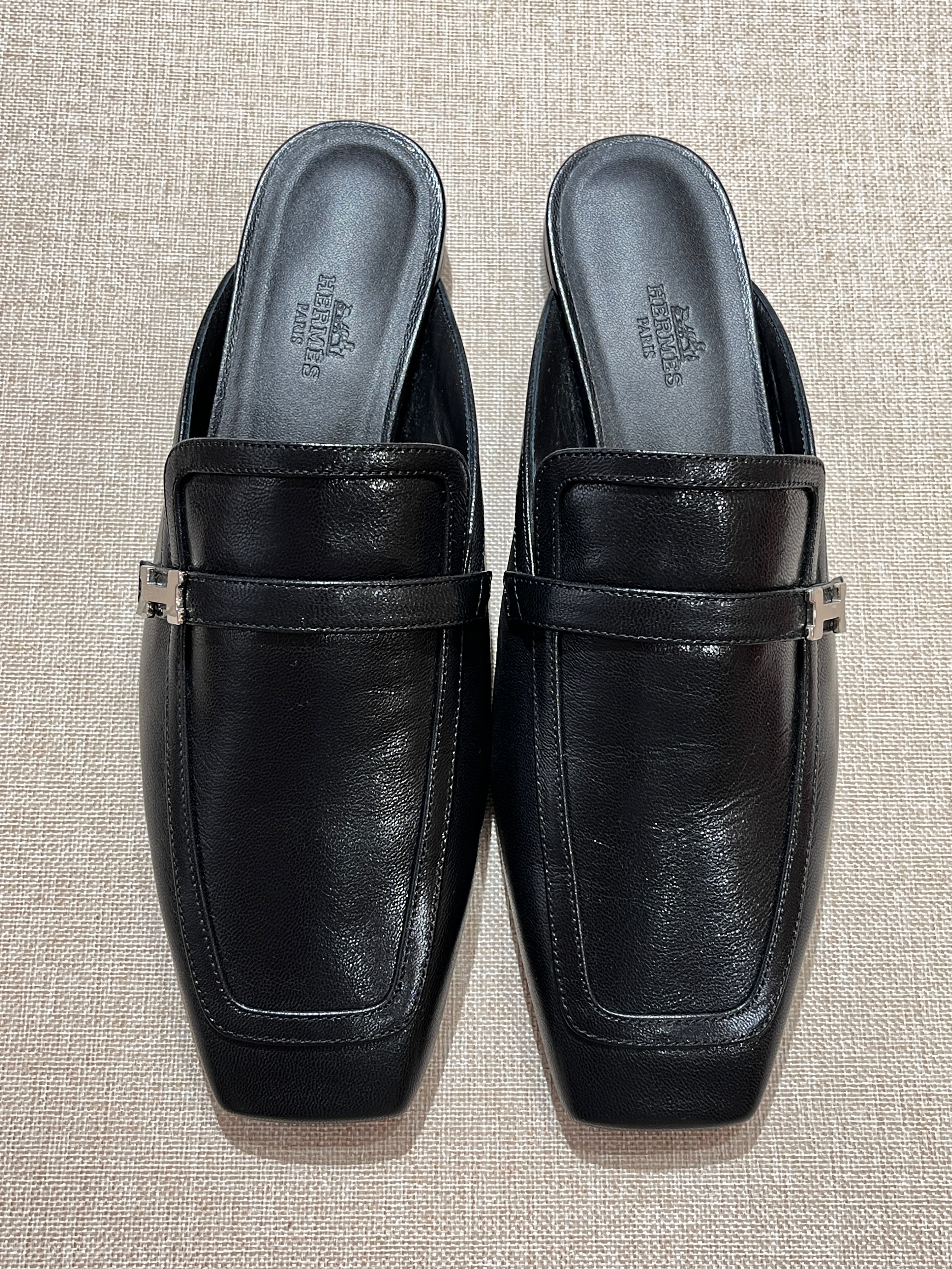 [New] Hermès Groupie Mule Black Silver 38