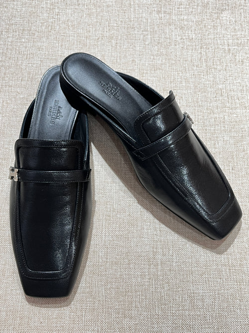 [New] Hermès Groupie Mule Black Silver 38