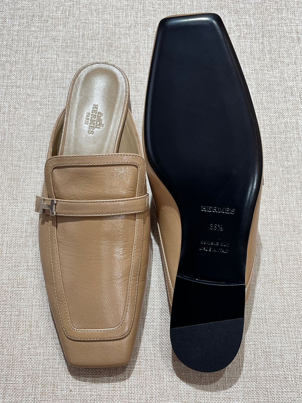 [New] Hermès Groupie Mule Beige Argile Silver 38.5