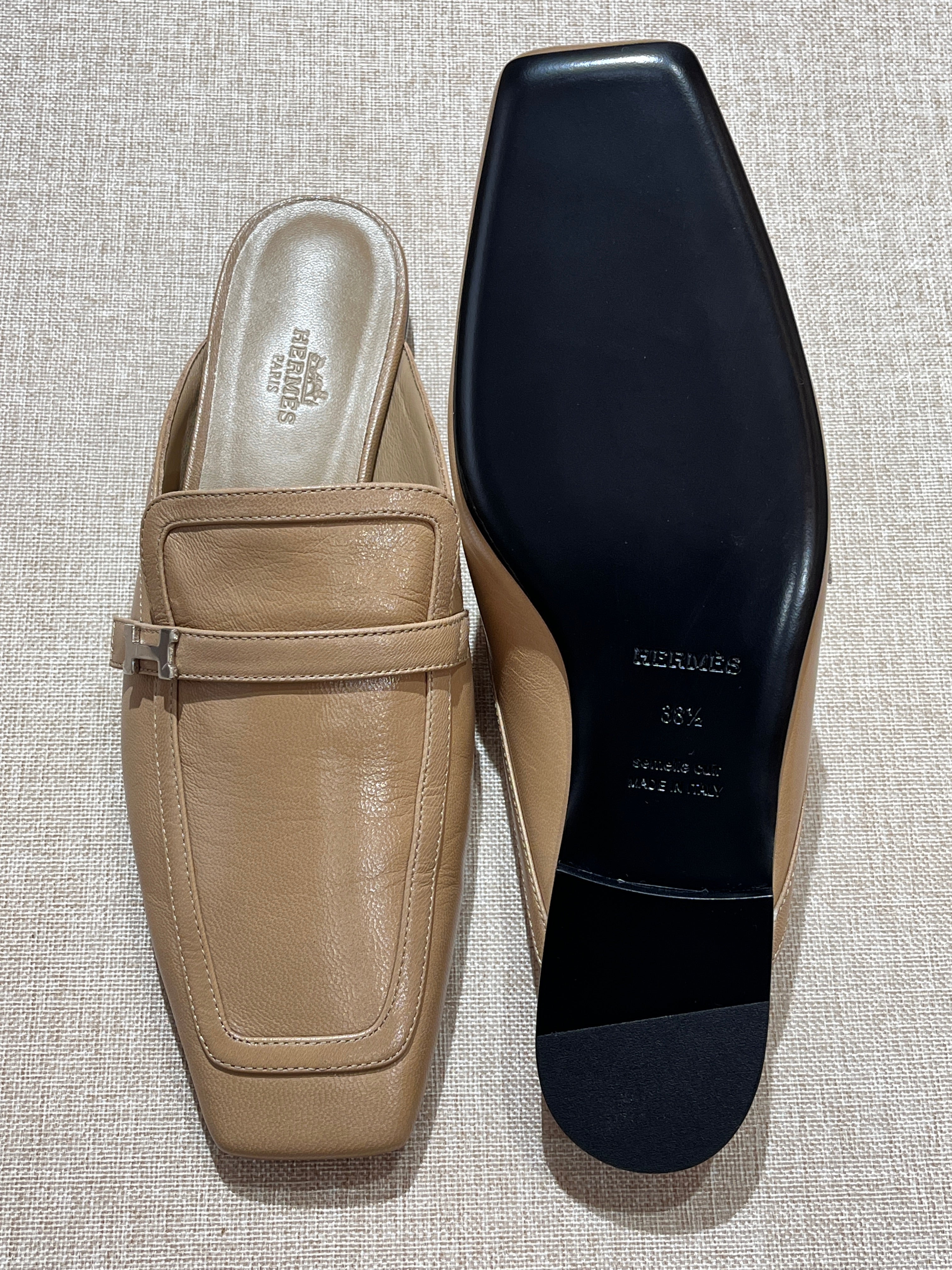 [New] Hermès Groupie Mule Beige Argile Silver 38.5
