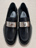[New] Hermès Hot Loafer Black Calfskin Silver 37.5