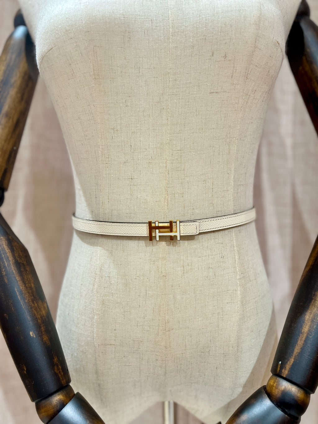 [Preloved] Hermès 13mm Reversible Belt Gold/Nata Swift/Epsom 70 H Au Carre Gold Buckle