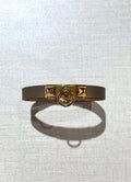 [New] Hermès Rivale Mini Bracelet Etoupe Swift Gold T2