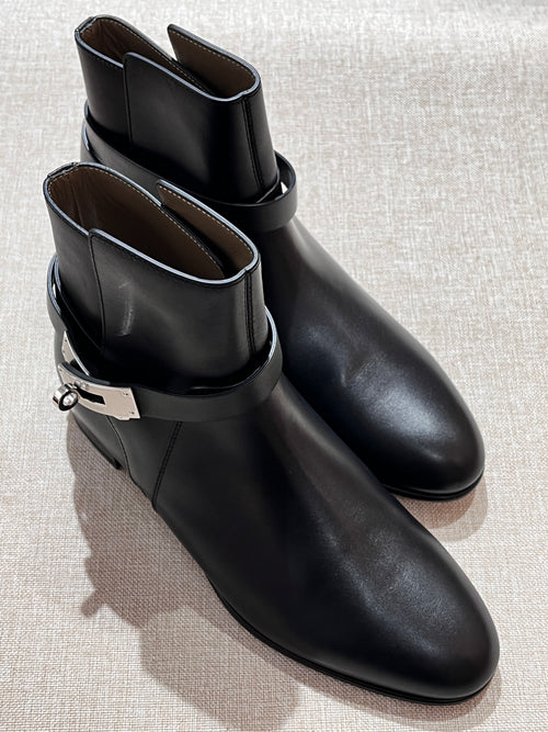 [New] Hermès Neo Ankle Boot Black Silver 38