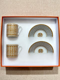 [New] Hermès Mosaique au 24 gold coffee cup and saucer (2 pairs in 1 set)