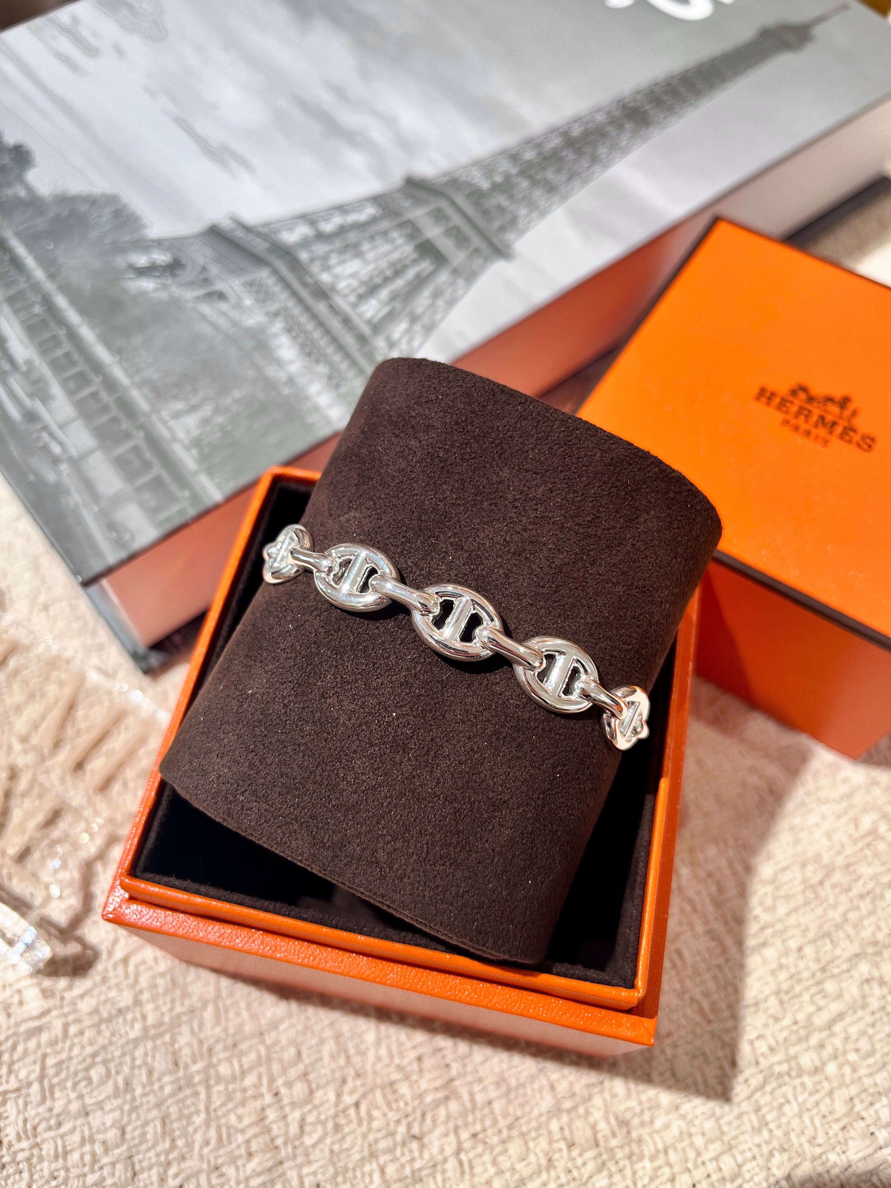 [New] Hermès Chaine d'Ancre Enchainee Bracelet MM Silver SH