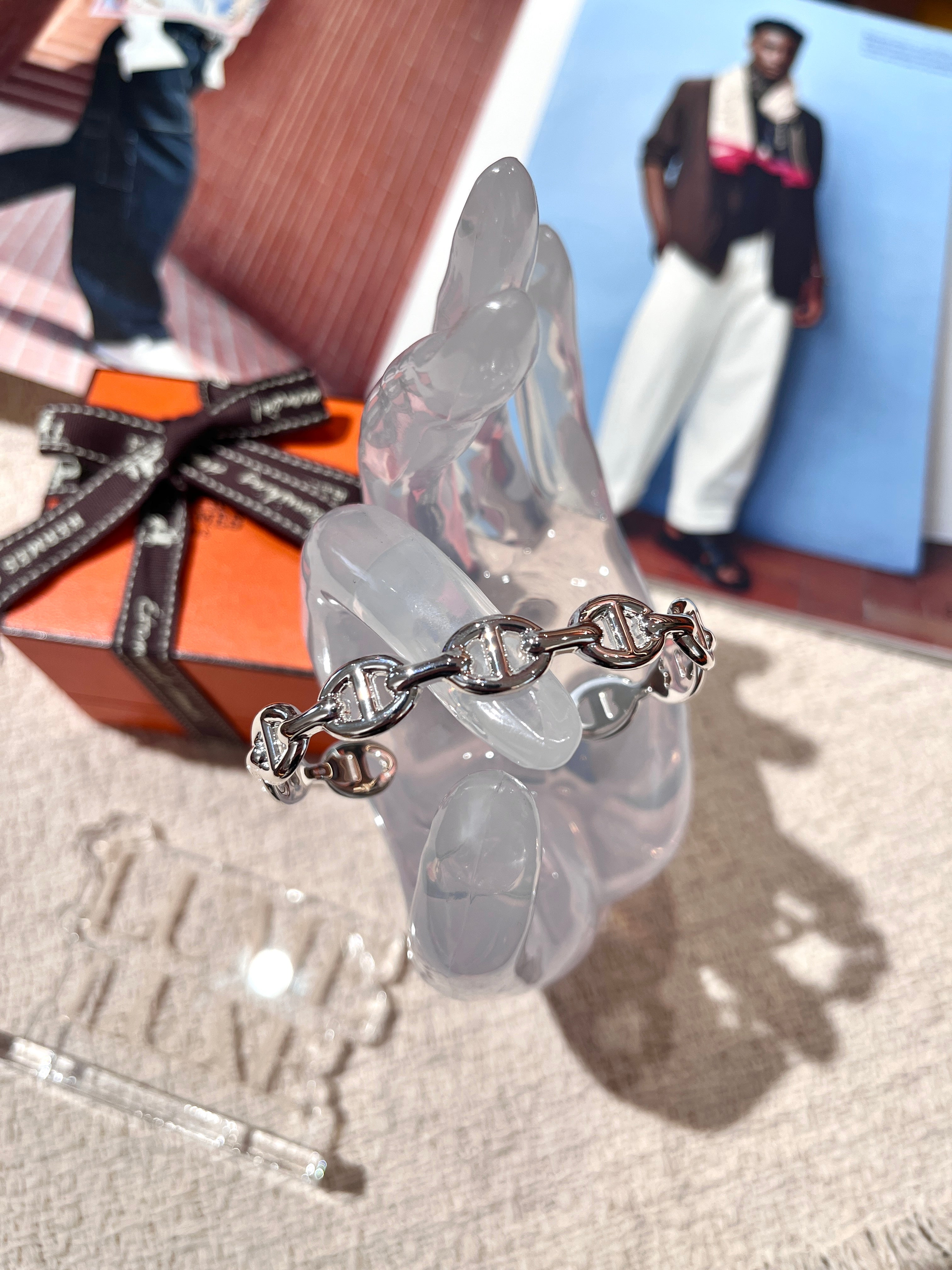 [New] Hermès Chaine d'Ancre Enchainee Bracelet MM Silver SH