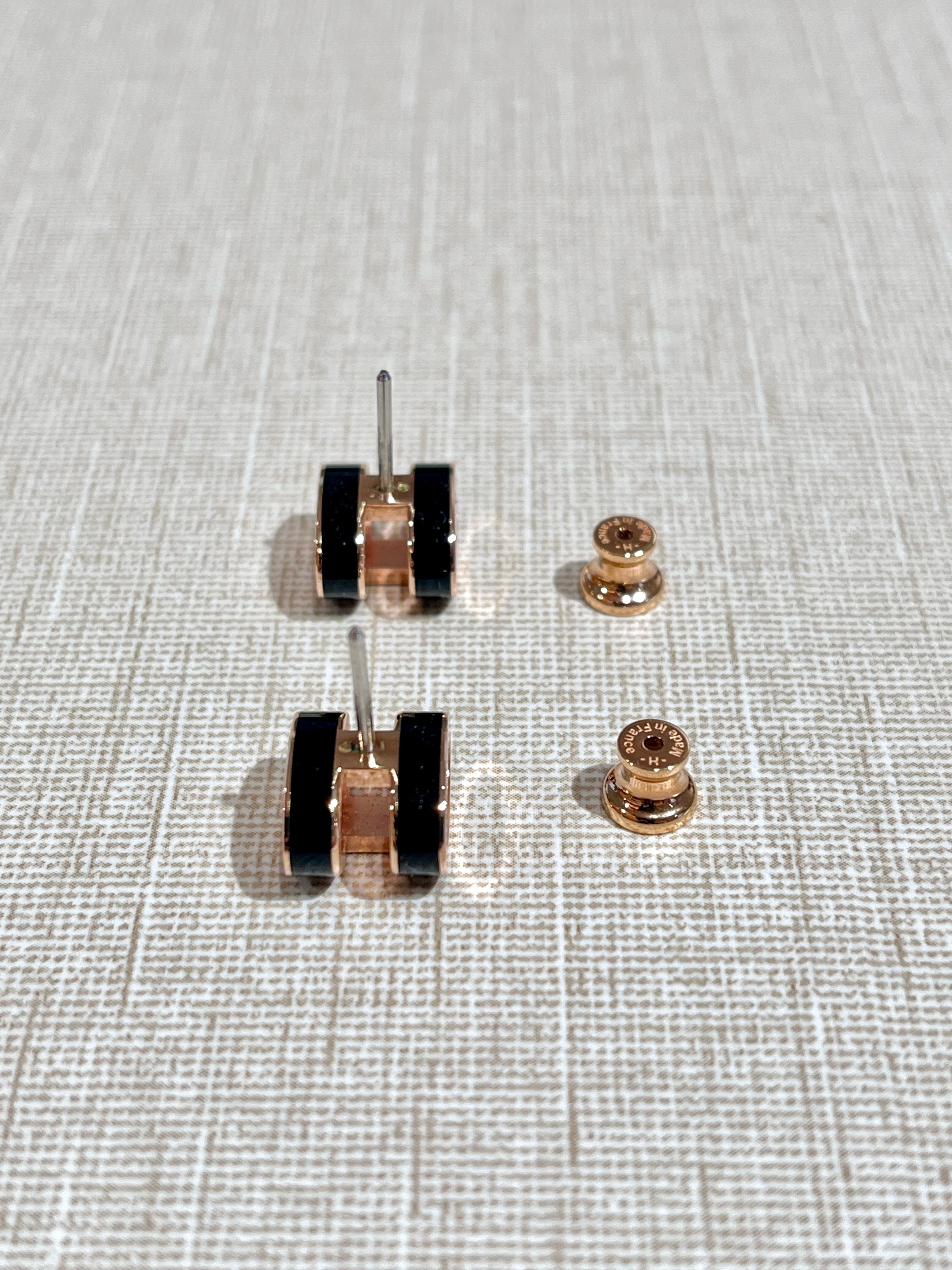 [Preloved] Hermès Pop H Earrings Black Rosegold