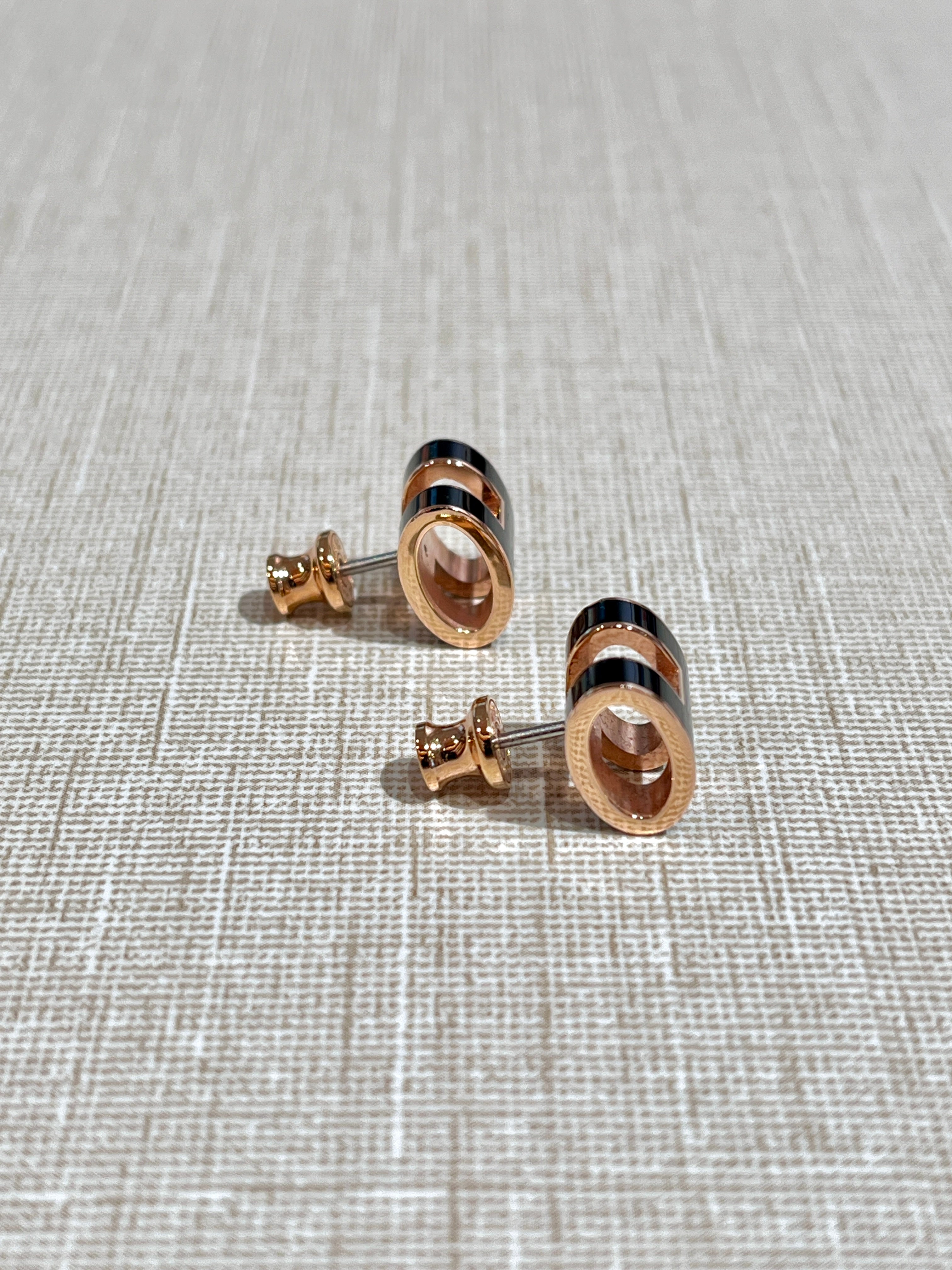 [Preloved] Hermès Pop H Earrings Black Rosegold
