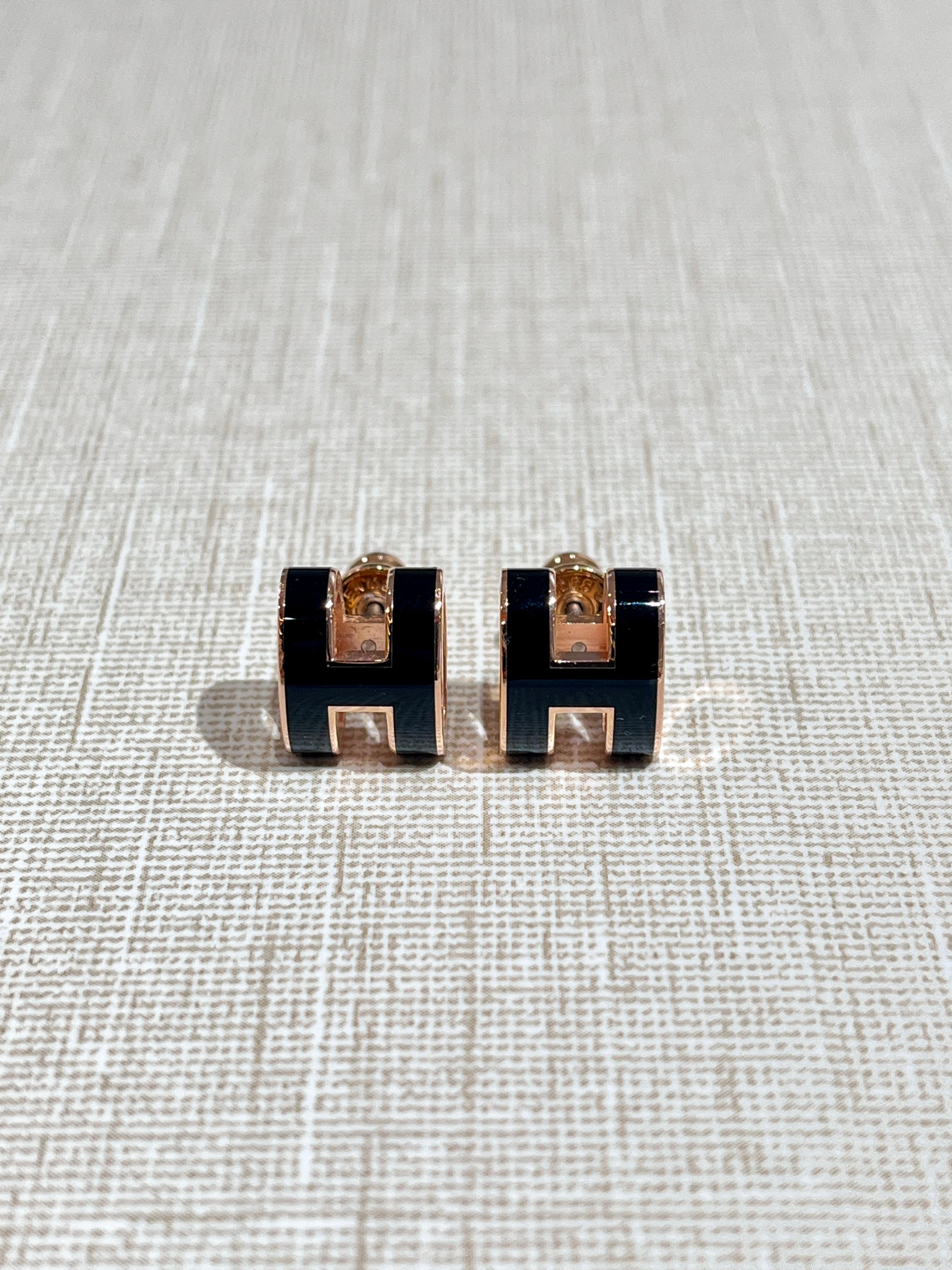 [Preloved] Hermès Pop H Earrings Black Rosegold