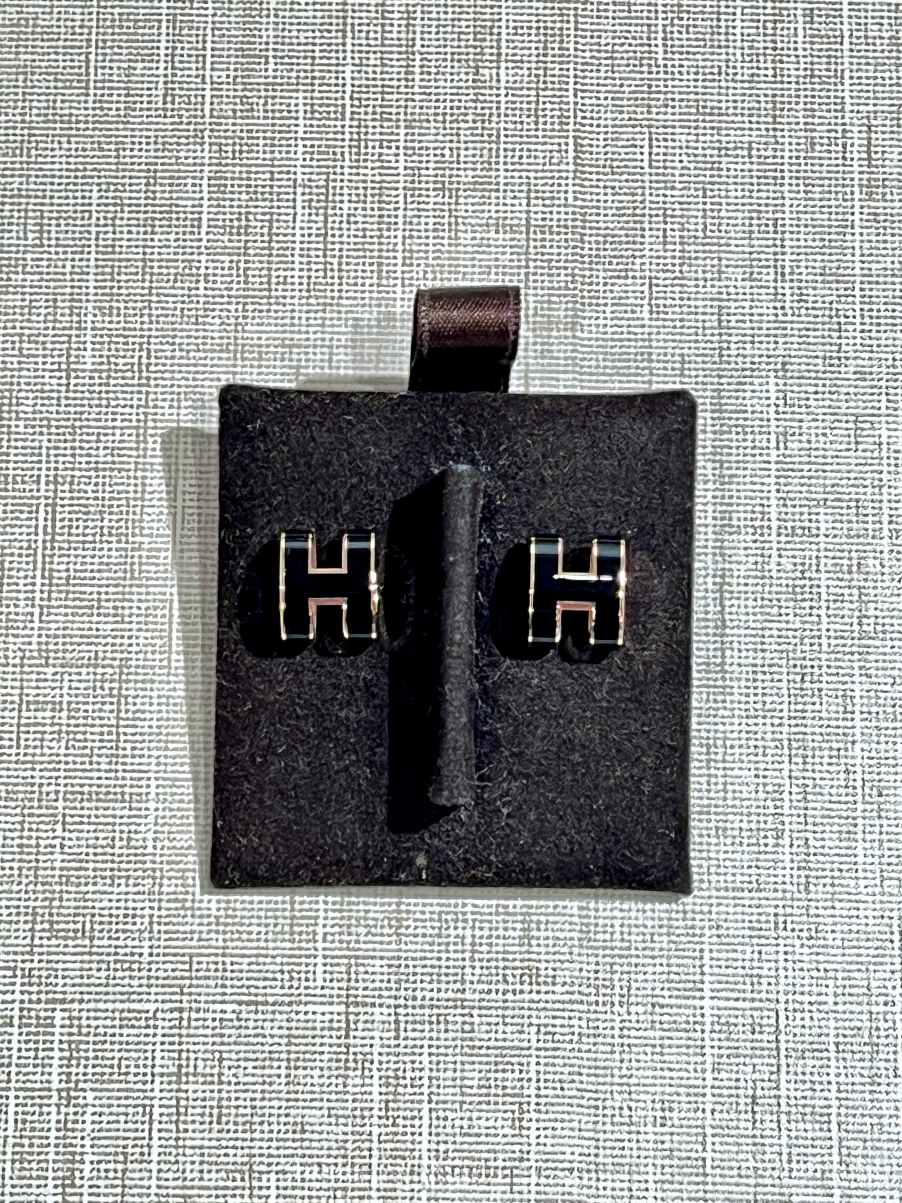 [Preloved] Hermès Pop H Earrings Black Rosegold