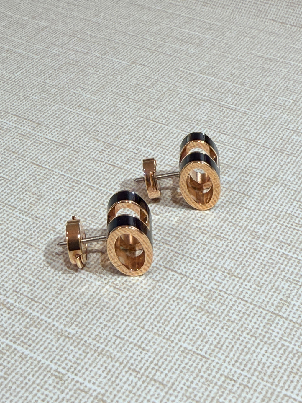 [Preloved] Hermès Pop H Earrings Black Rosegold