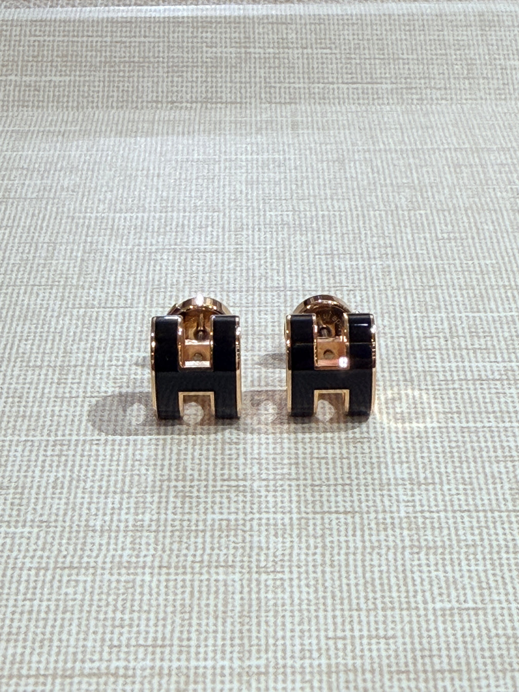 [Preloved] Hermès Pop H Earrings Black Rosegold