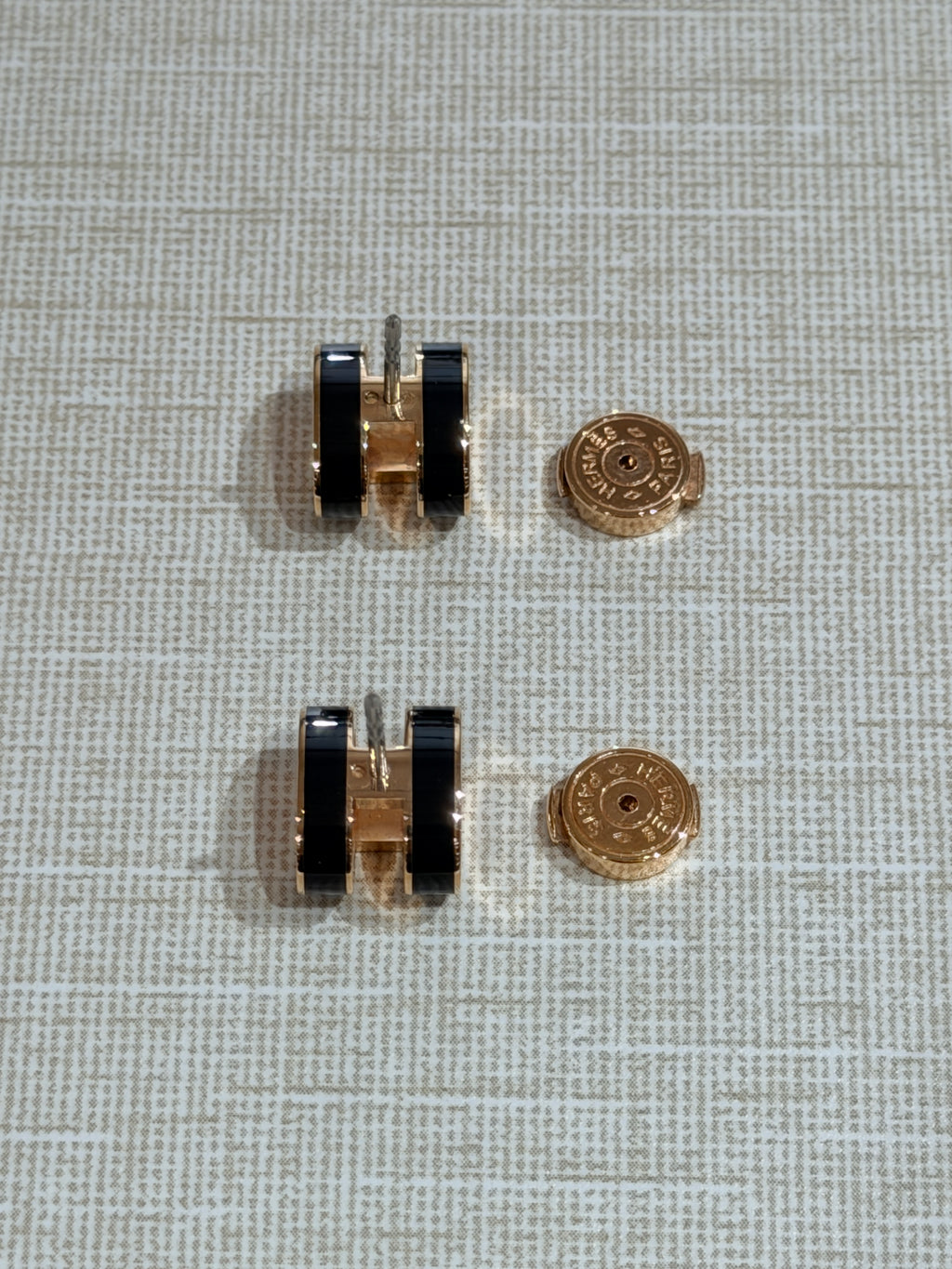 [Preloved] Hermès Pop H Earrings Black Rosegold