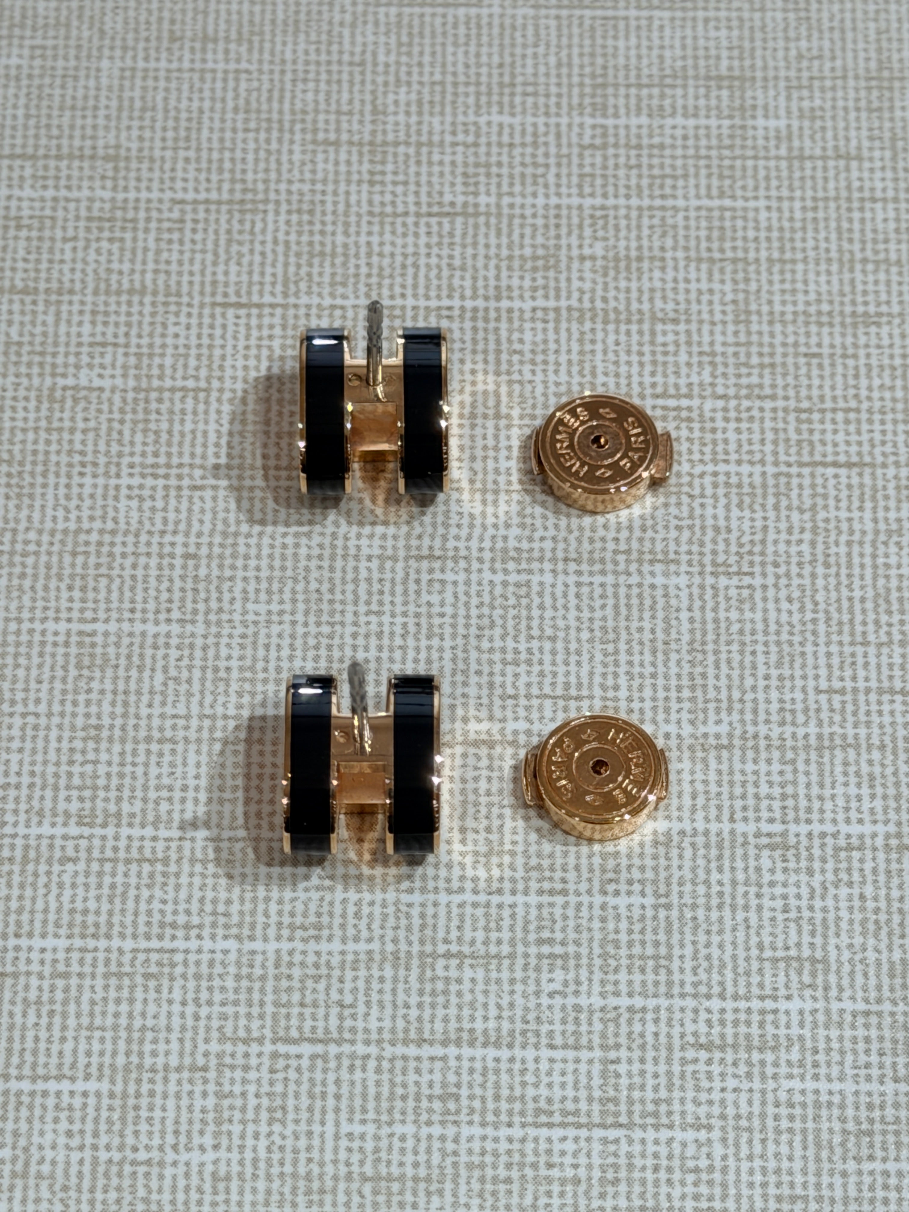 [Preloved] Hermès Pop H Earrings Black Rosegold