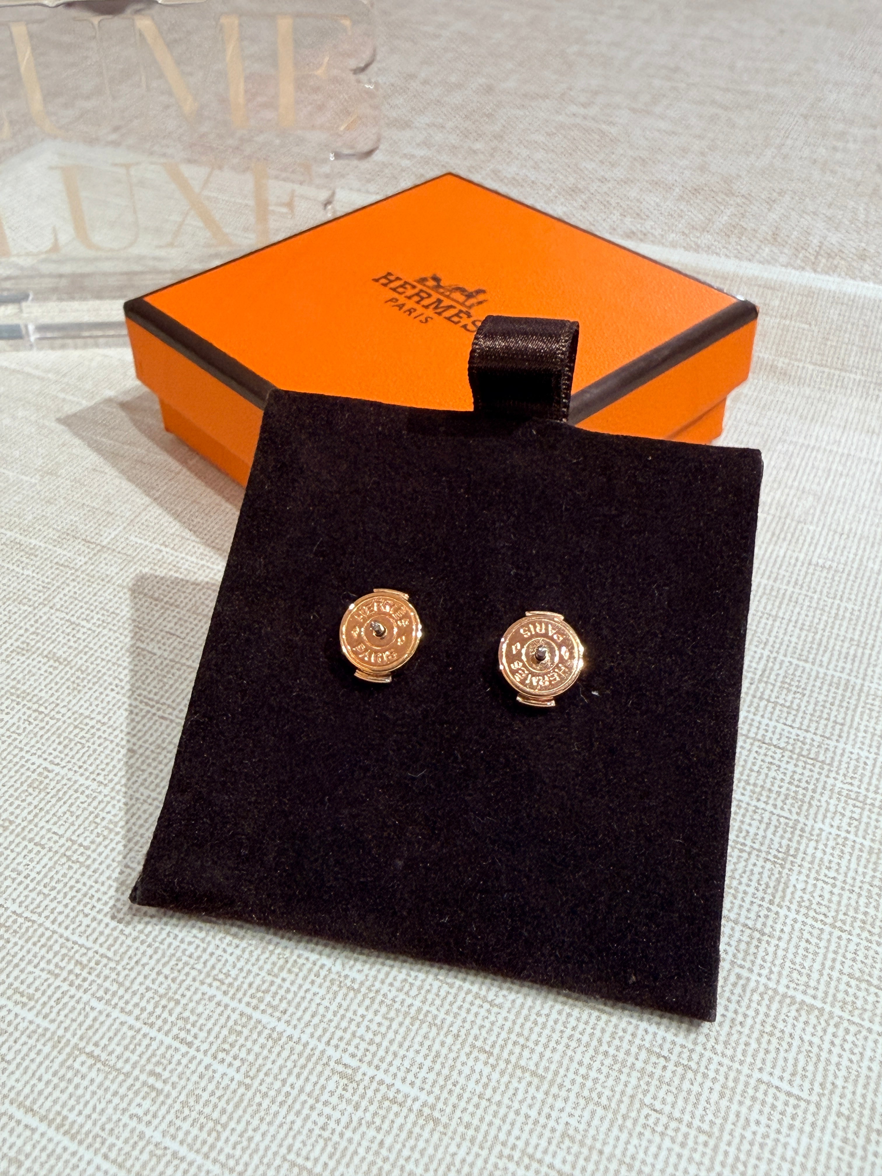 [Preloved] Hermès Pop H Earrings Black Rosegold