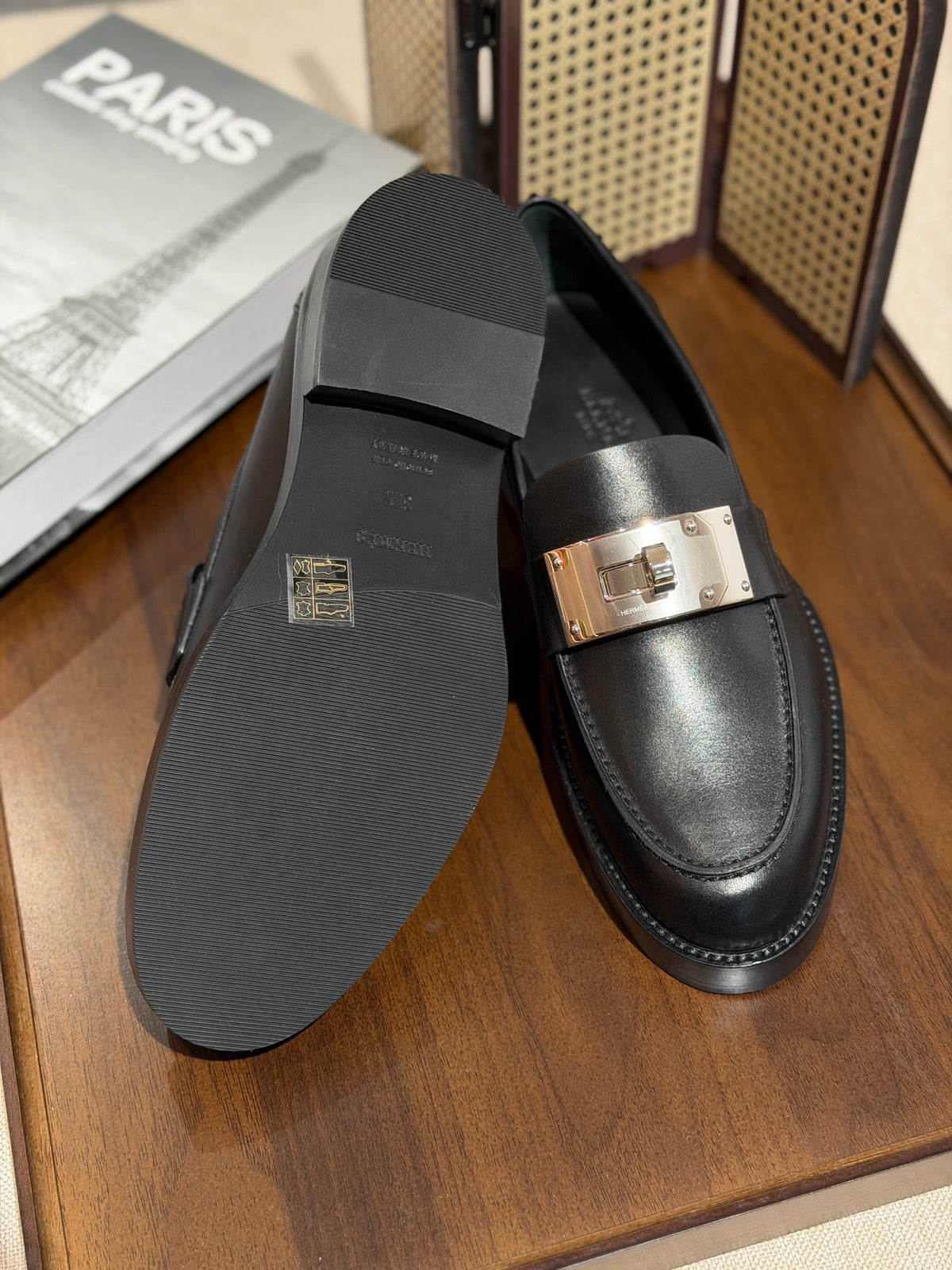 [New] Hermès Hot Loafer Black Calfskin Silver 37.5