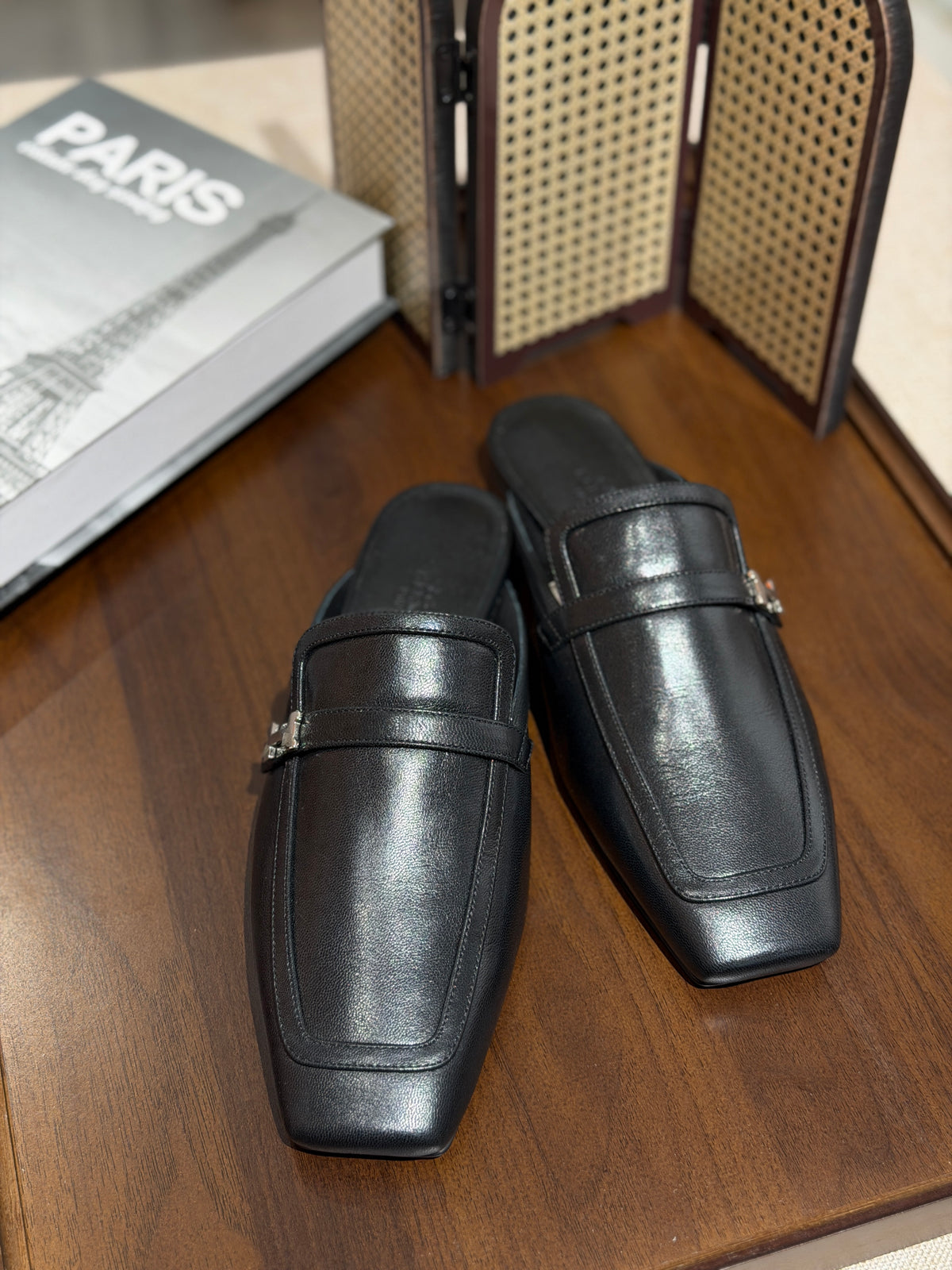 [New] Hermès Groupie Mule Black Silver 38